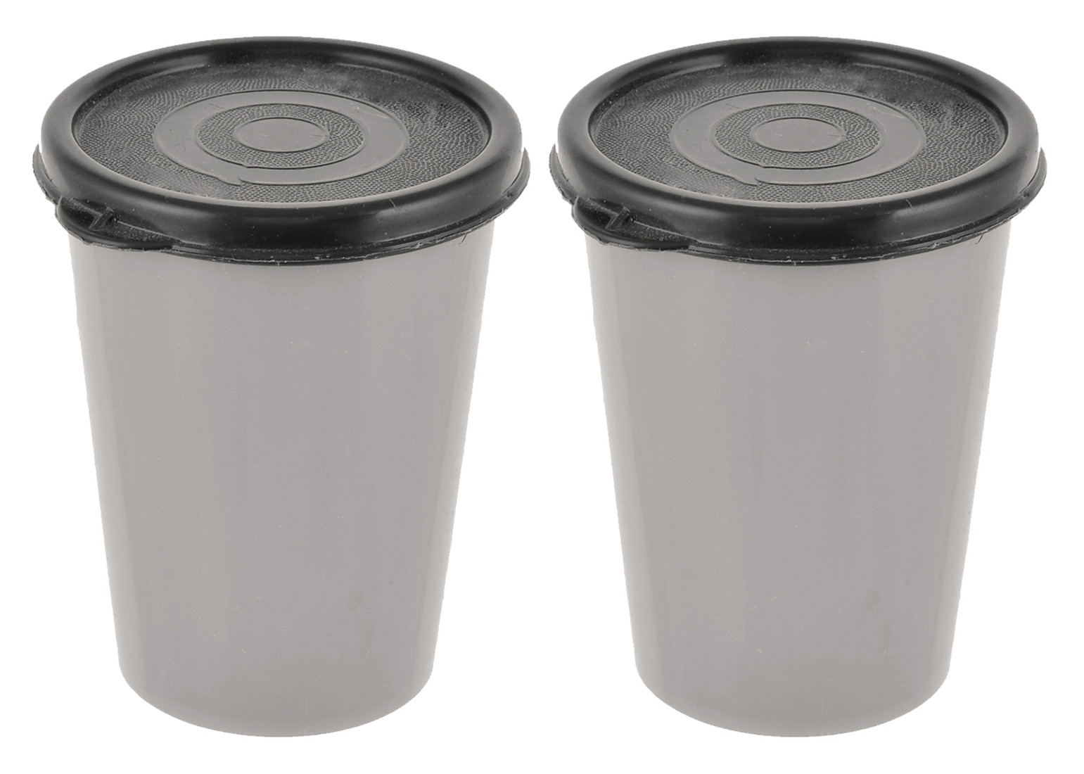 Kuber Industries Plastic Glass/Tumbler With Lid, 300ml-(Grey)-HS43KUBMART25665
