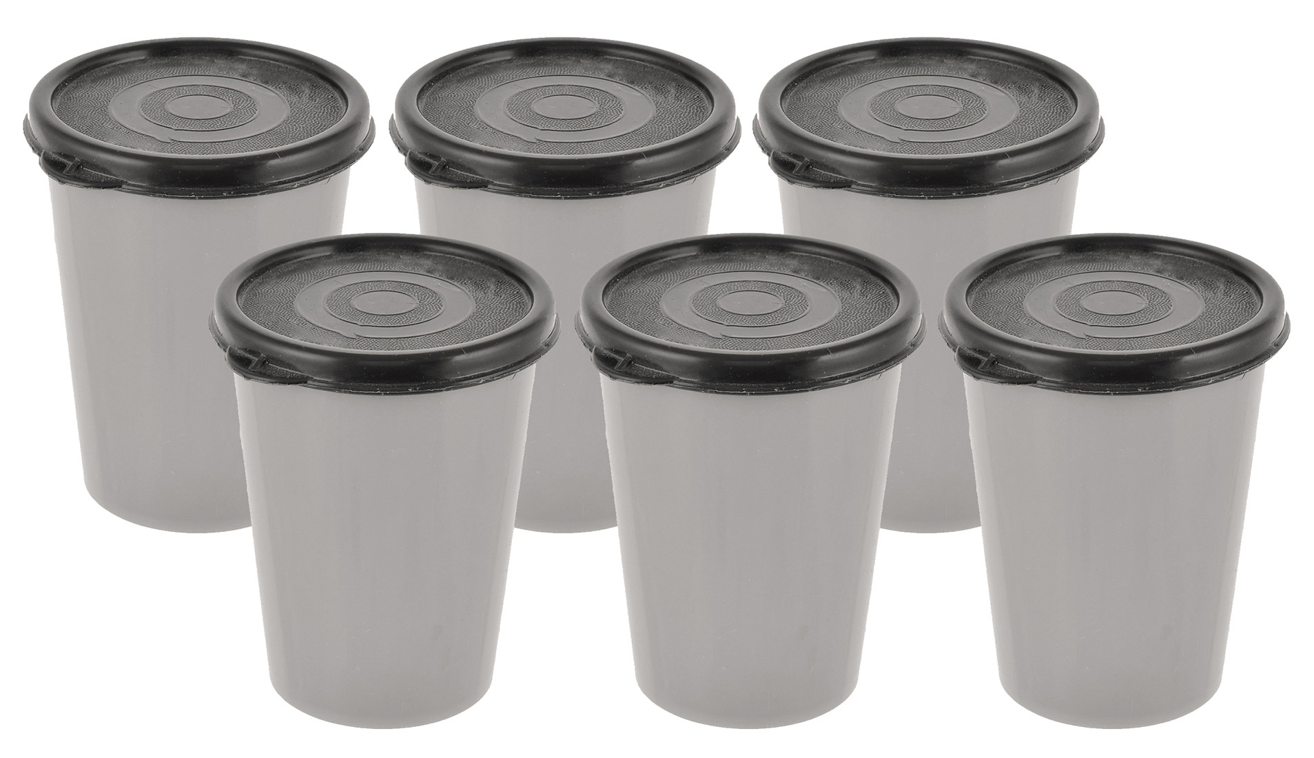 Kuber Industries Plastic Glass/Tumbler With Lid, 300ml-(Grey)-HS43KUBMART25665