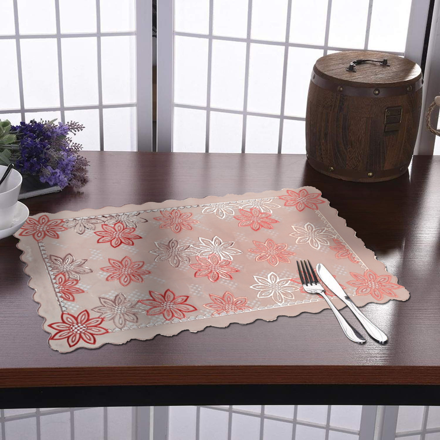 Kuber Industries Plastic Gold Waterproof Placemats Set of 6 for Dining Table Wipe Clean Washable Tablemats Vinyl PVC Table Mats (Gold)