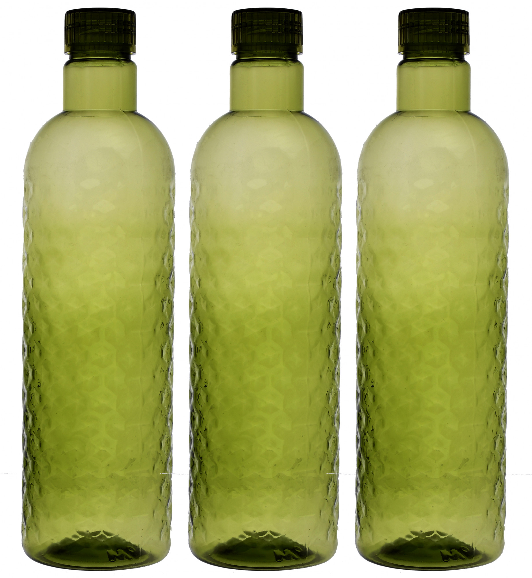 Kuber Industries Plastic Hammer Fridge Water Bottle Set with Lid (1000ml, Green)-KUBMART392