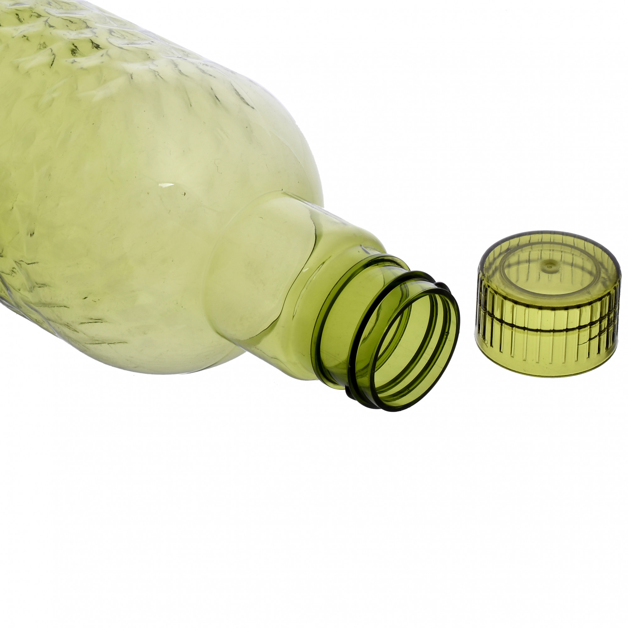Kuber Industries Plastic Hammer Fridge Water Bottle Set with Lid (1000ml, Green)-KUBMART392