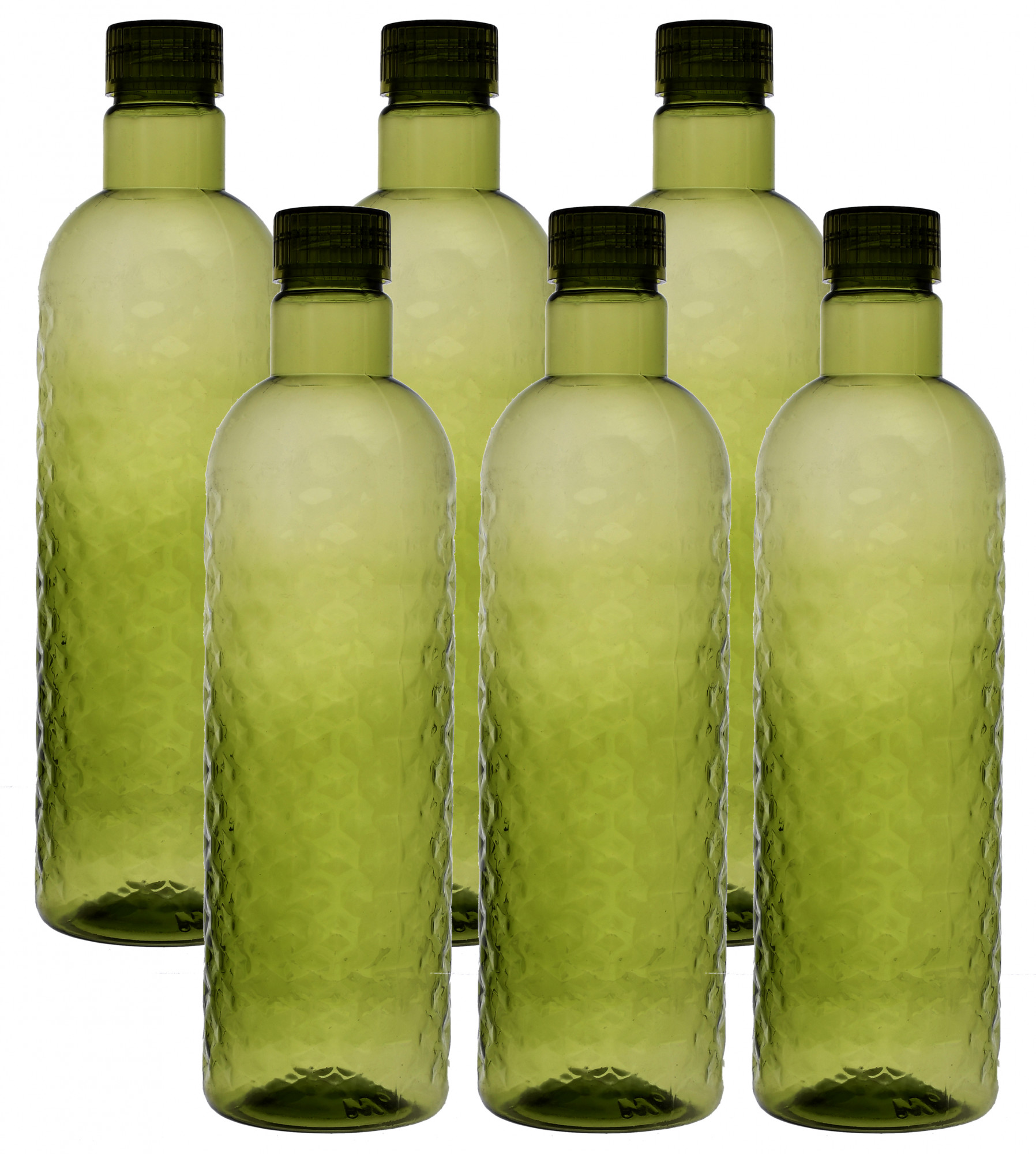 Kuber Industries Plastic Hammer Fridge Water Bottle Set with Lid (1000ml, Green)-KUBMART392