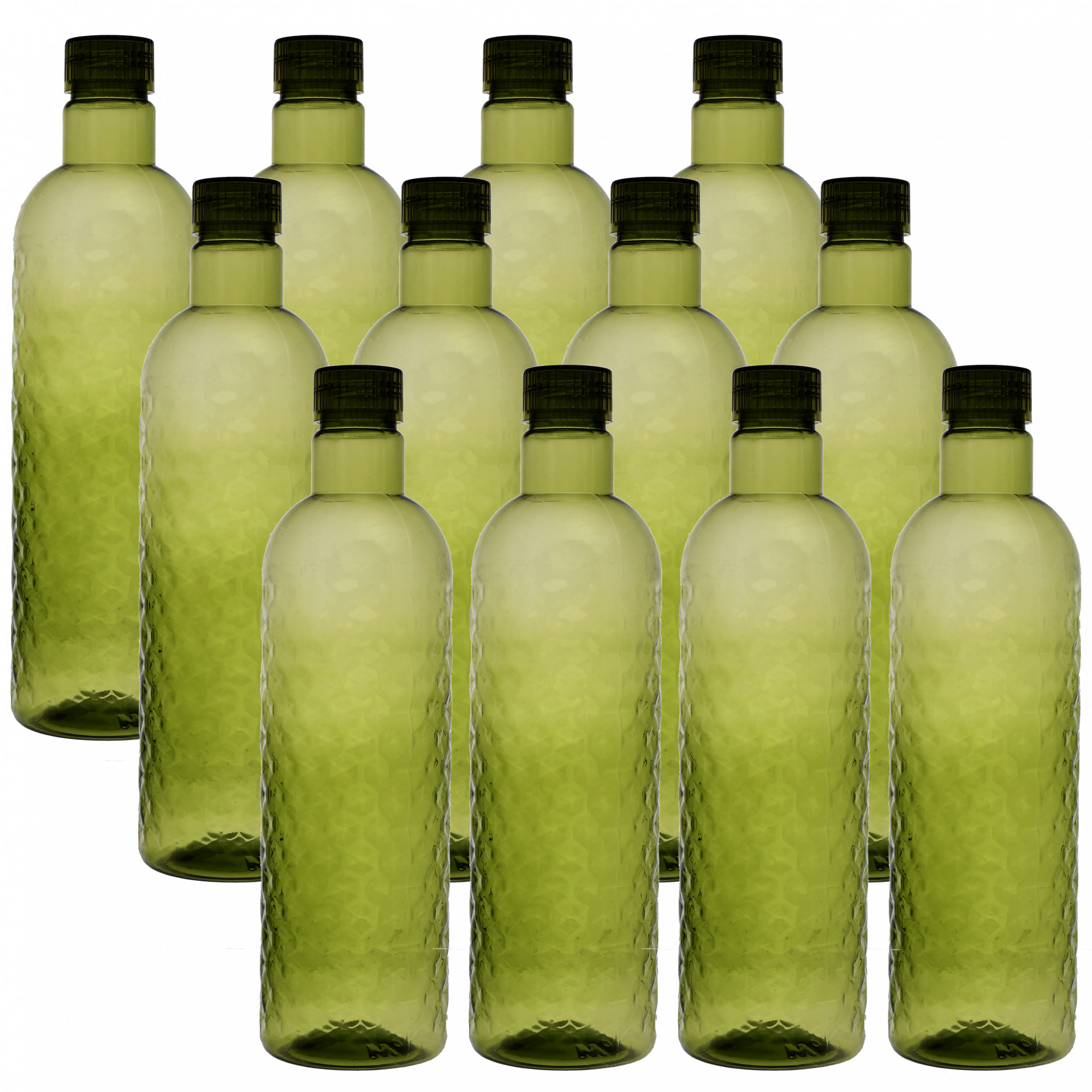 Kuber Industries Plastic Hammer Fridge Water Bottle Set with Lid (1000ml, Green)-KUBMART392