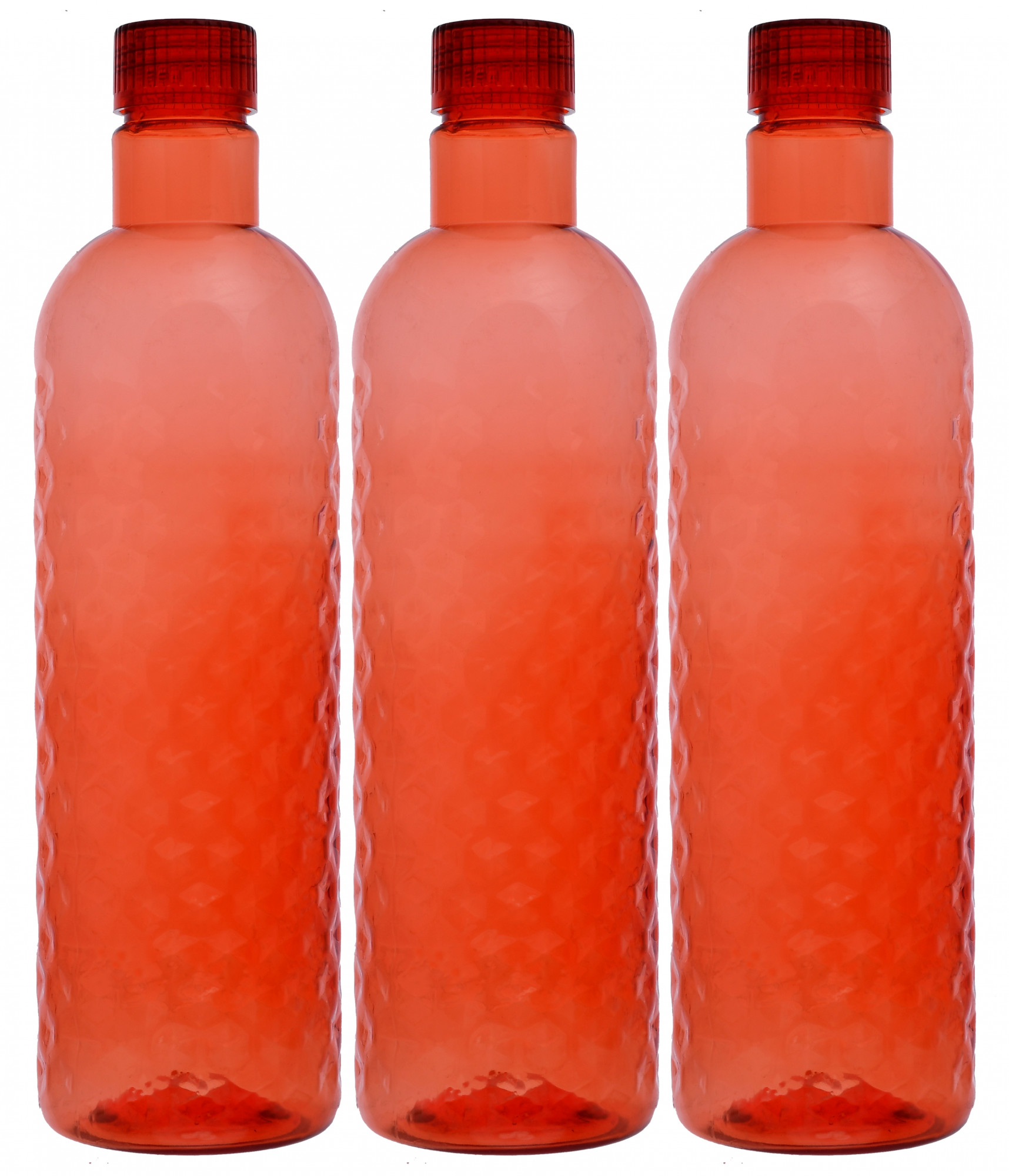 Kuber Industries Plastic Hammer Fridge Water Bottle Set with Lid (1000ml, Red)-KUBMART384