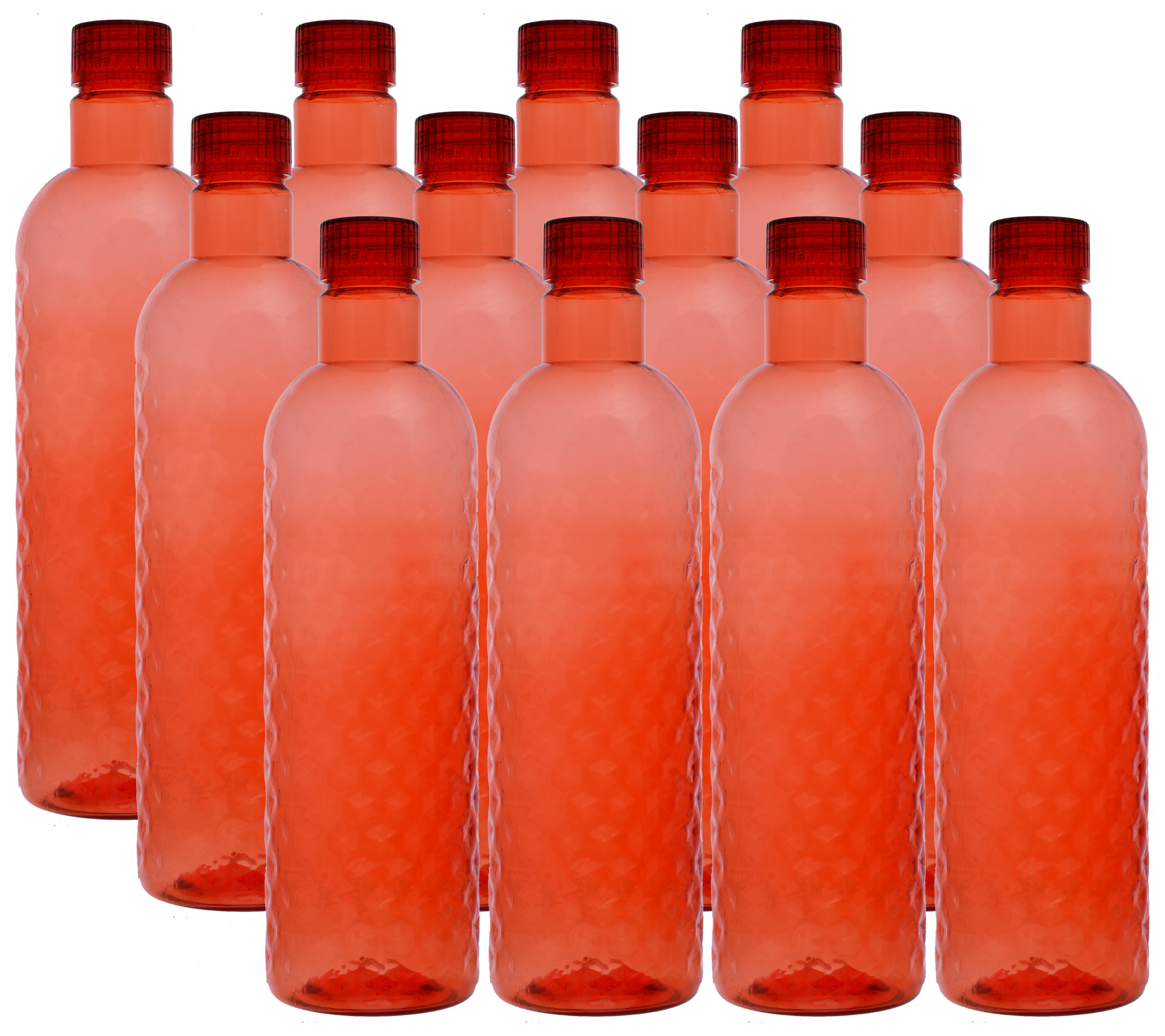 Kuber Industries Plastic Hammer Fridge Water Bottle Set with Lid (1000ml, Red)-KUBMART384