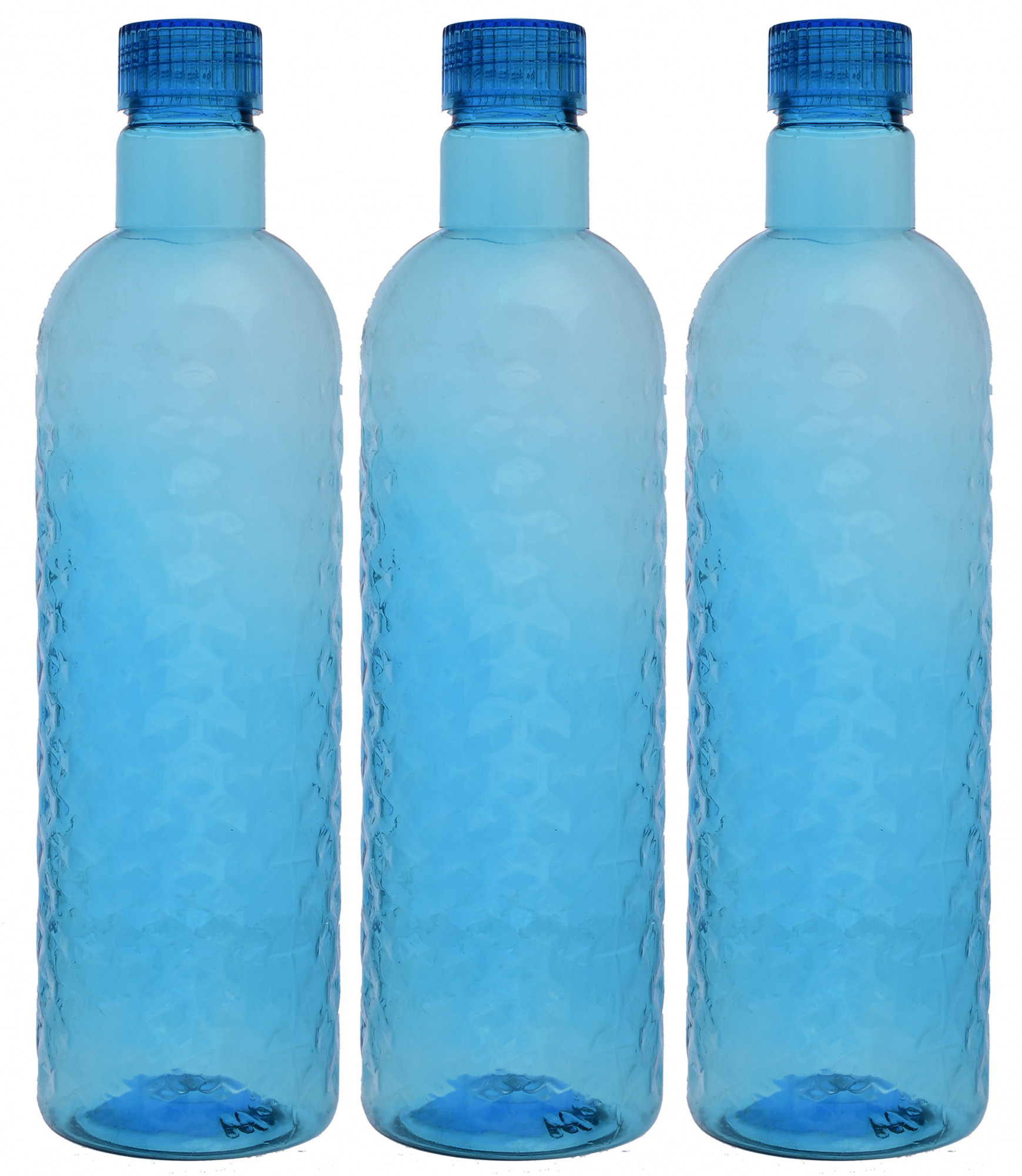 Kuber Industries Plastic Hammer Fridge Water Bottle Set with Lid (1000ml, Sky Blue)-KUBMART376