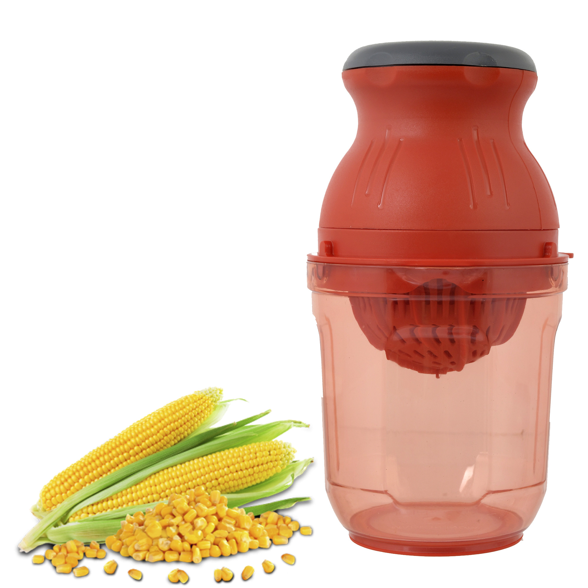 Kuber Industries Plastic Hand Juicer with Corn Cutter with Unbreakable Material for Kitchen,Red