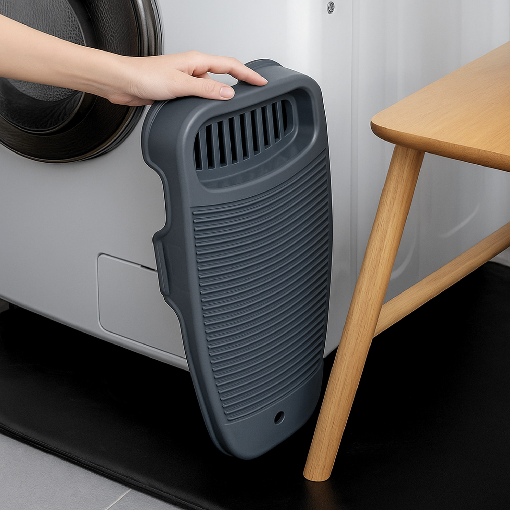 Kuber Industries Plastic Hand Washboard for Washing Clothes with Soap Holder  Mini Wash Board for Clothes  Laundry Cleaning Tool for Kids Handkerchief Socks and Dresses  Grey