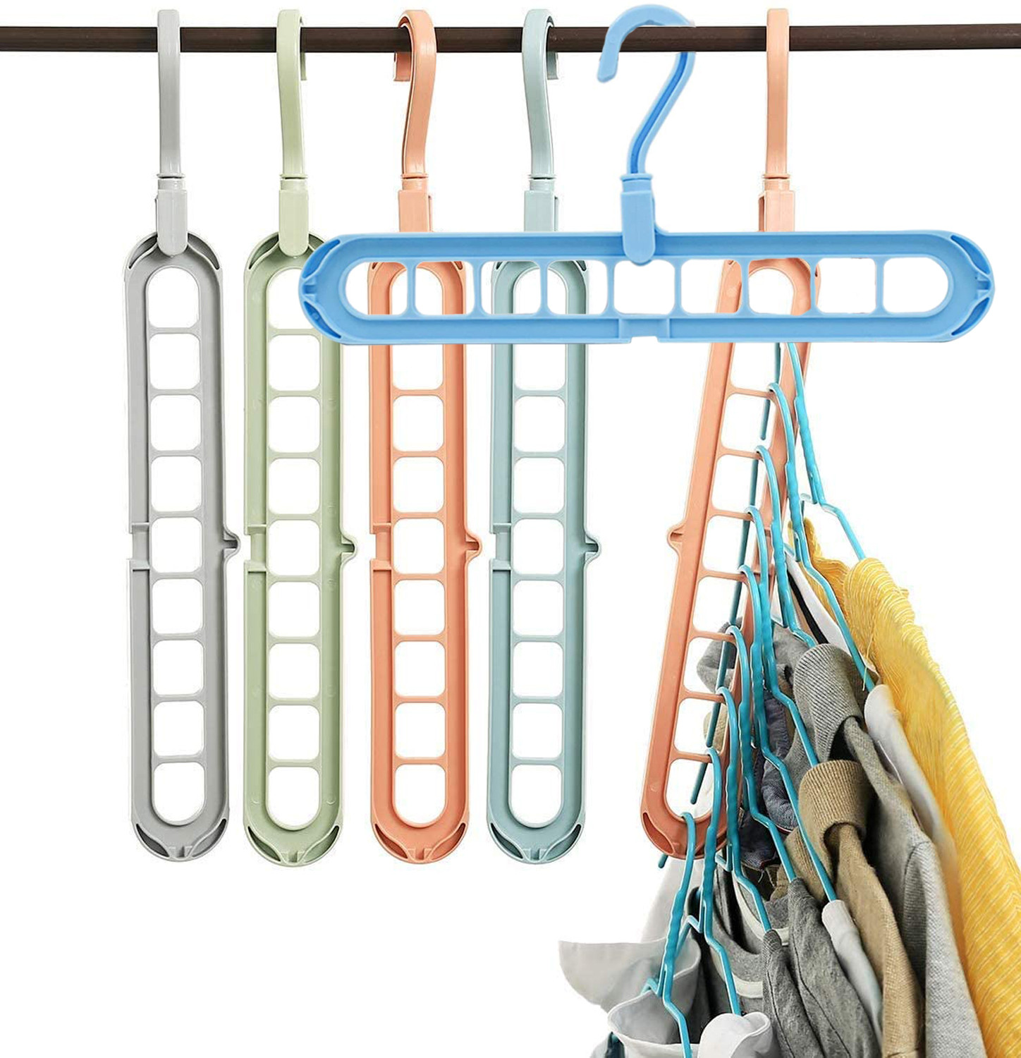 Kuber Industries Plastic Hangers for Adult Size Clothing, Plastic, Ideal for Everyday Standard Use Clothes, Shirts, Blouses, T-Shirts, Dresses, Jackets, Suits (Multi)