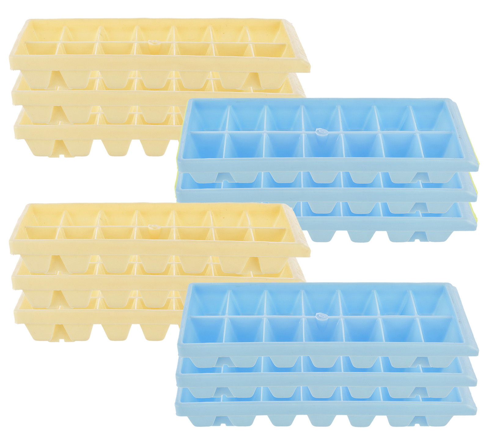 Kuber Industries Plastic Ice Cube Tray Set With 14 Section- (Cream & Blue)-HS43KUBMART25785