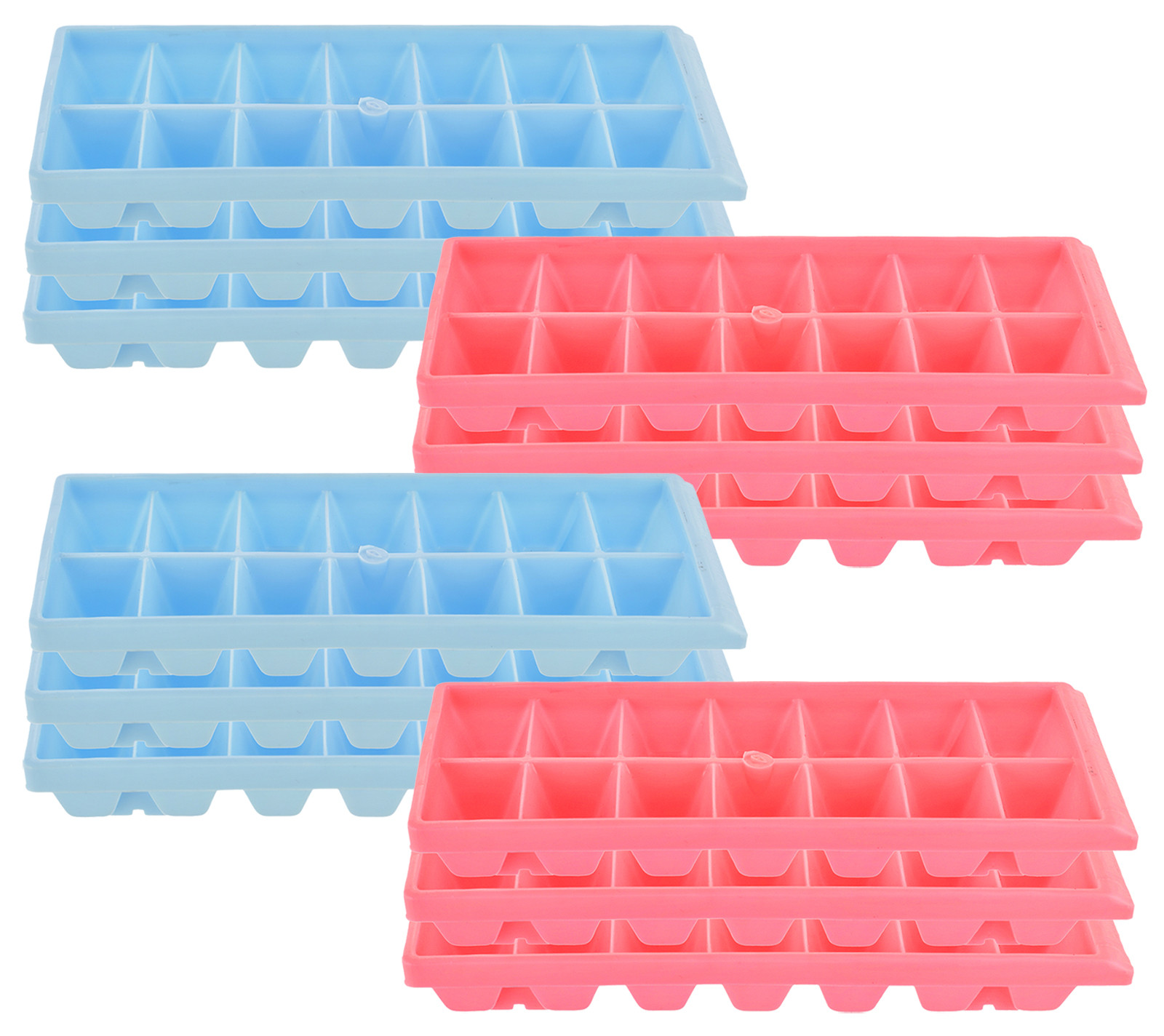 Kuber Industries Plastic Ice Cube Tray Set With 14 Section-(Blue & Pink)-HS43KUBMART25793
