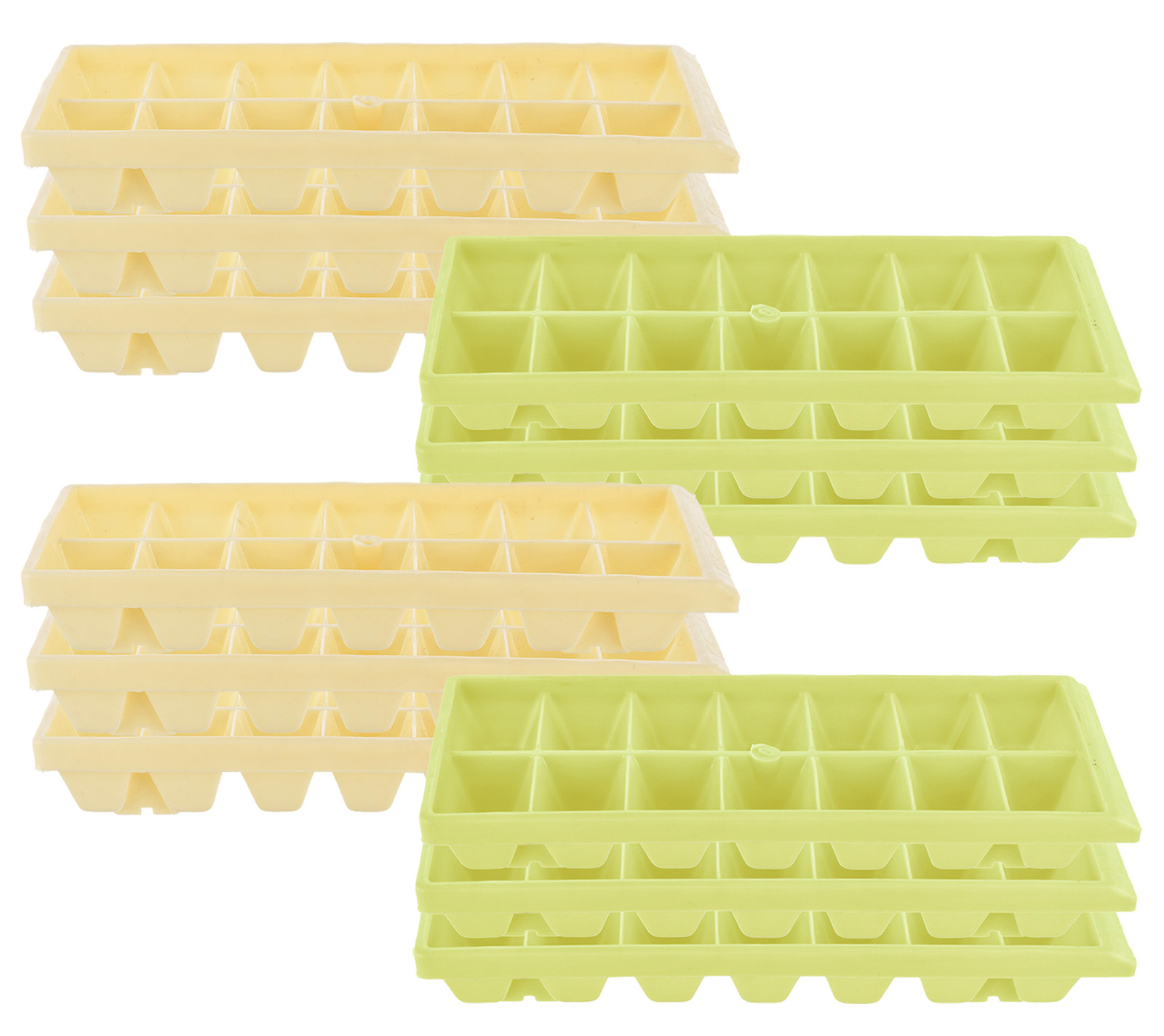 Kuber Industries Plastic Ice Cube Tray Set With 14 Section-(Cream & Green)-HS43KUBMART25783