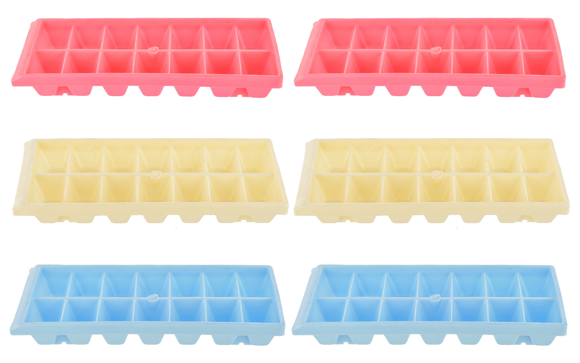 Kuber Industries Plastic Ice Cube Tray Set With 14 Section-(Cream & Pink & Blue)-HS43KUBMART25797