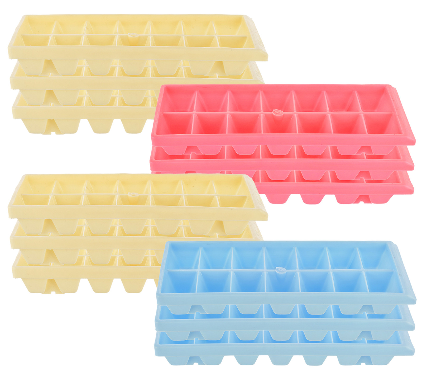 Kuber Industries Plastic Ice Cube Tray Set With 14 Section-(Cream & Pink & Blue)-HS43KUBMART25797