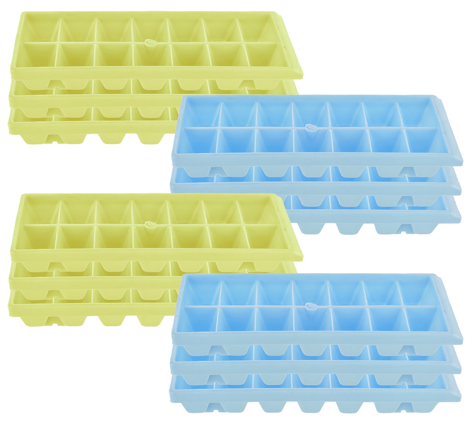 Kuber Industries Plastic Ice Cube Tray Set With 14 Section-(Green & Blue)-HS43KUBMART25789