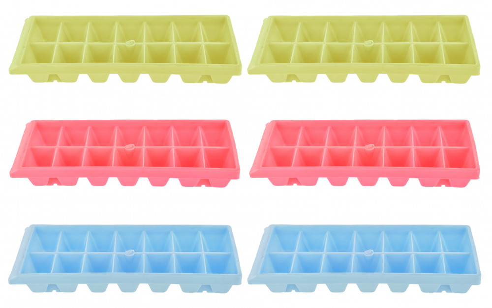 Kuber Industries Plastic Ice Cube Tray Set With 14 Section-(Green &amp; Pink &amp; Blue)-HS43KUBMART25799