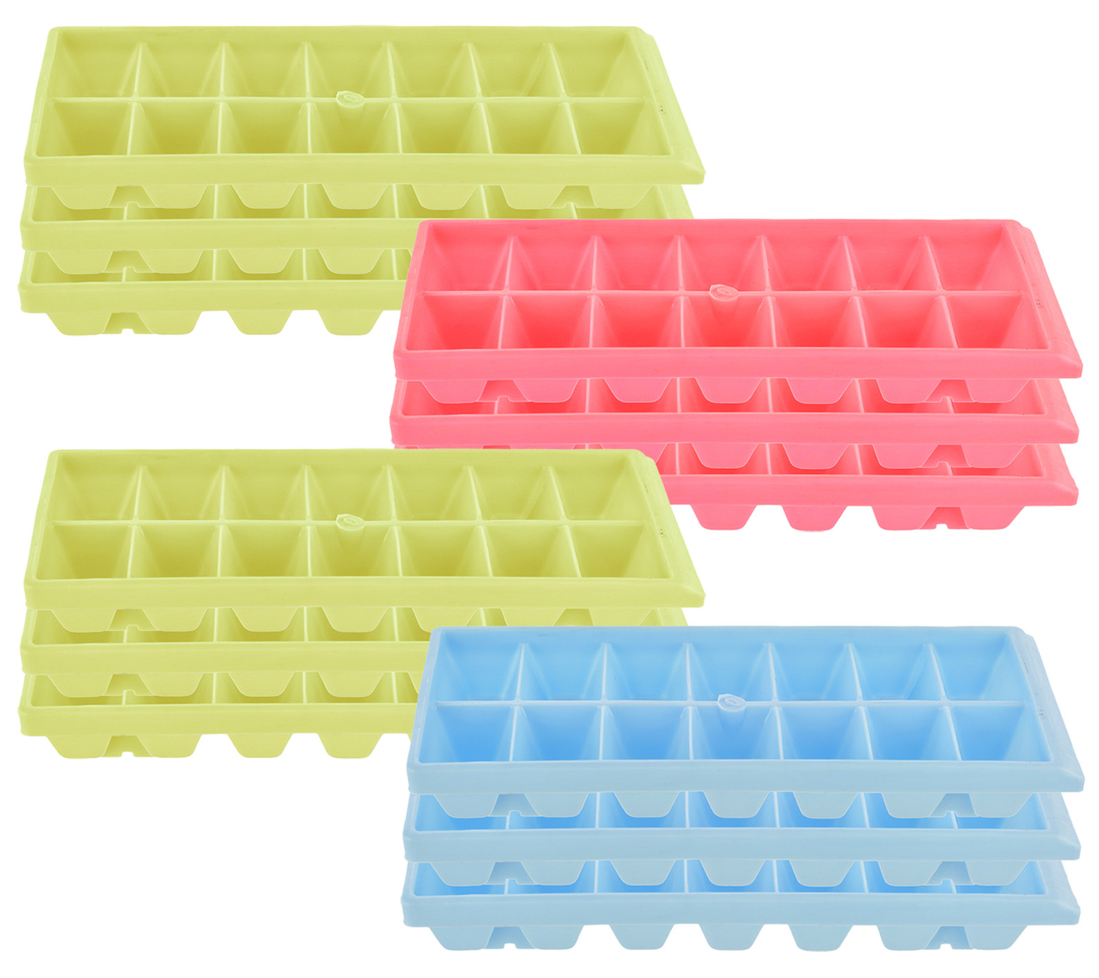 Kuber Industries Plastic Ice Cube Tray Set With 14 Section-(Green & Pink & Blue)-HS43KUBMART25799