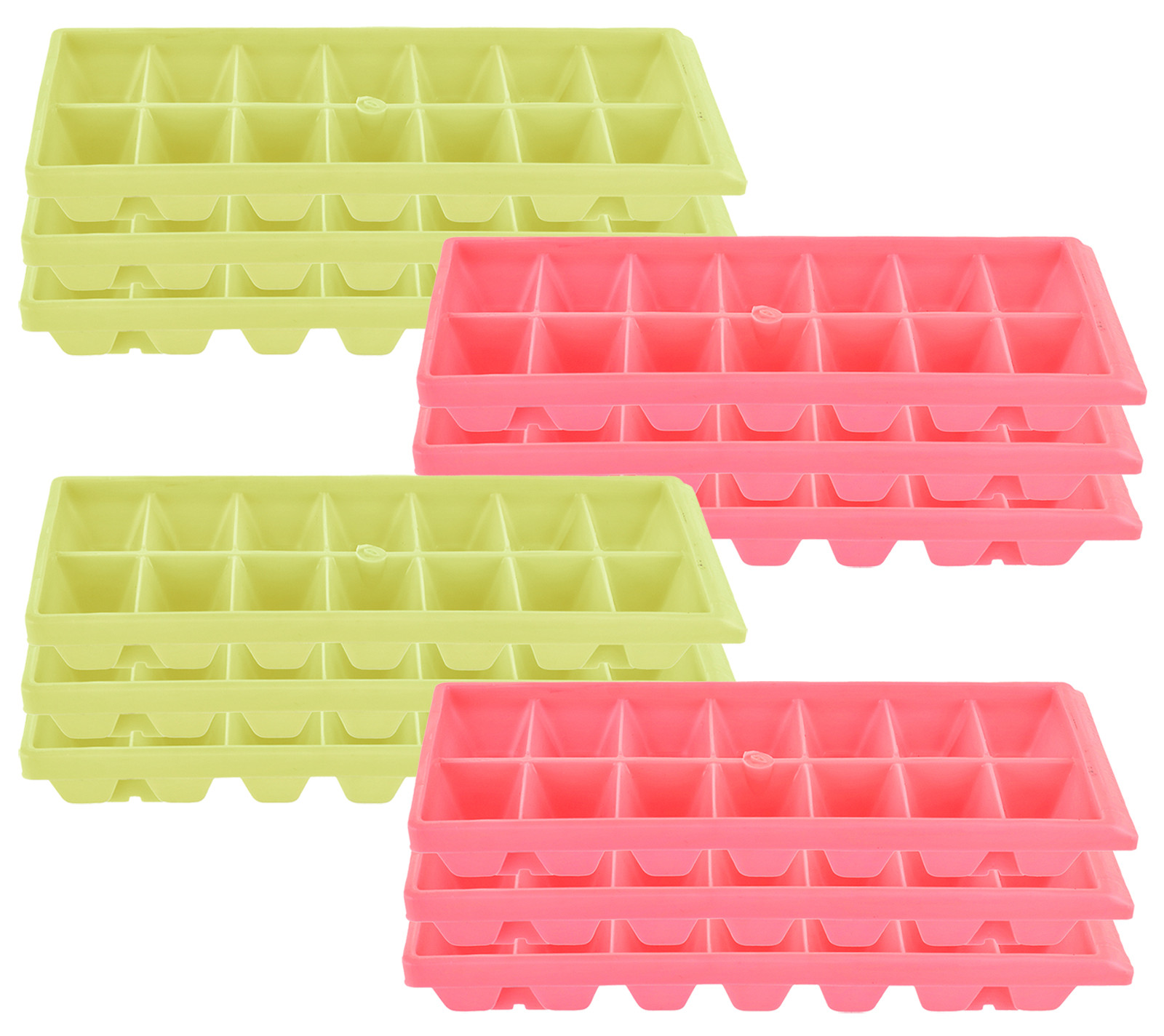 Kuber Industries Plastic Ice Cube Tray Set With 14 Section-(Green & Pink)-HS43KUBMART25791