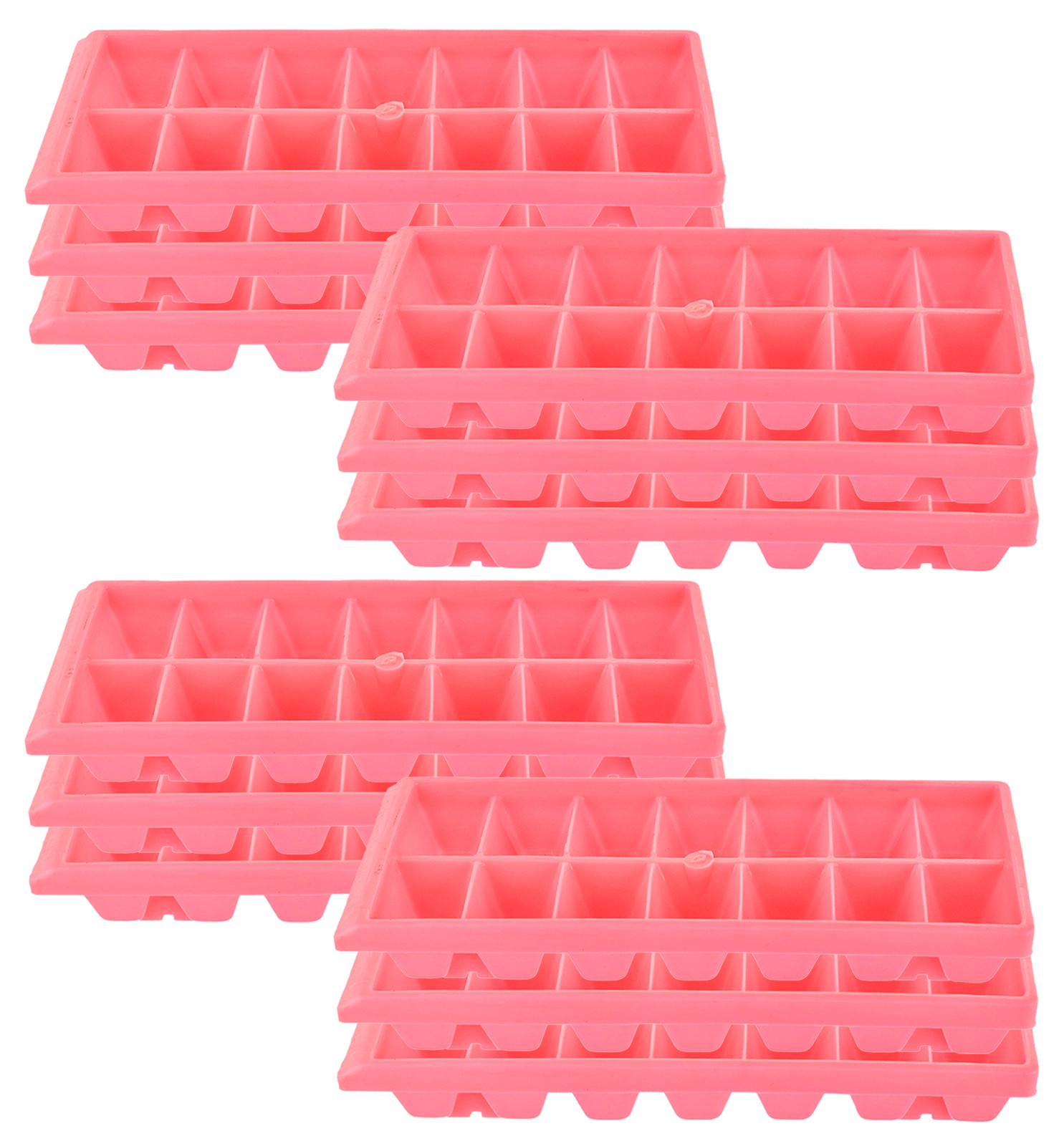Kuber Industries Plastic Ice Cube Tray Set With 14 Section-(Pink)-HS43KUBMART25775