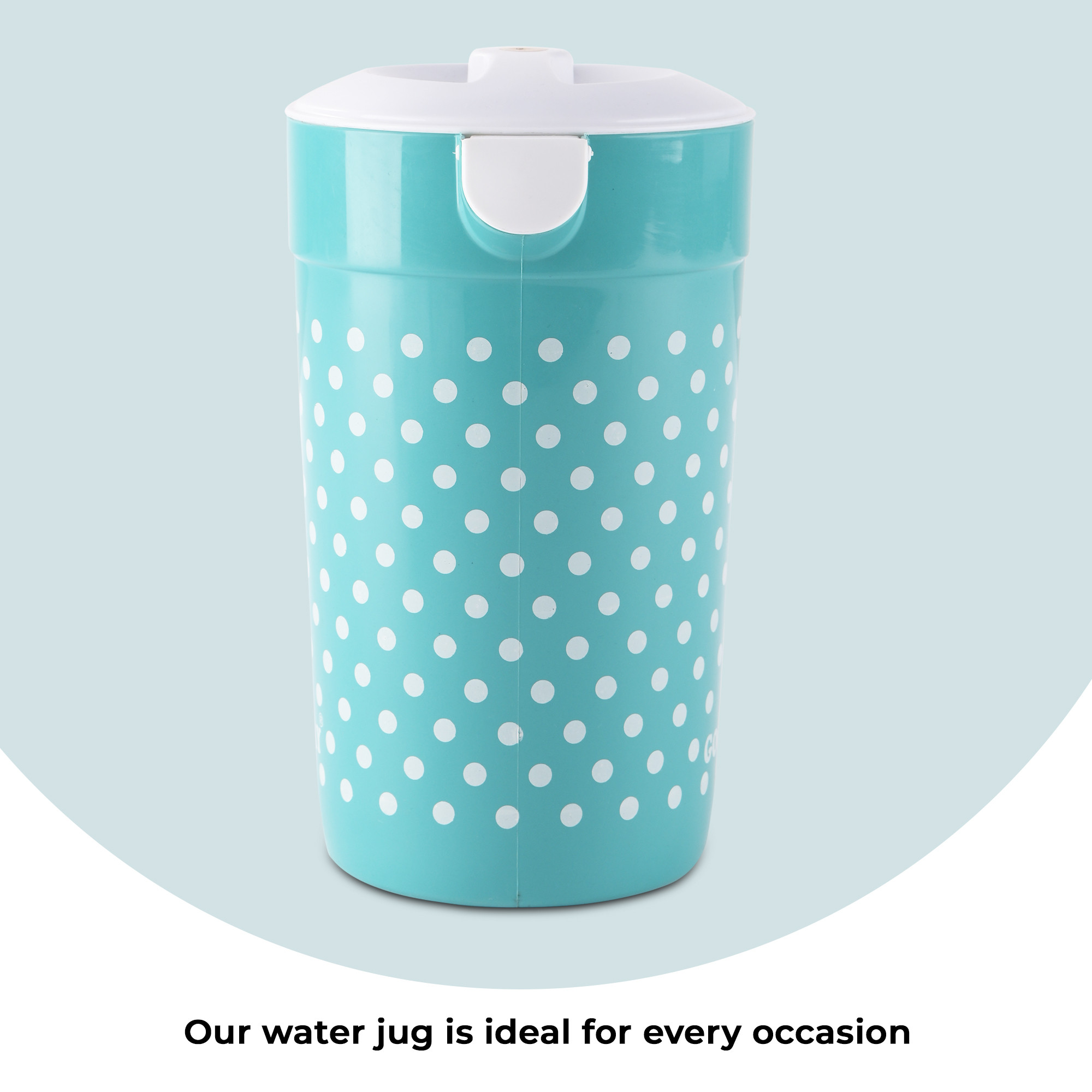 Kuber Industries Plastic Jug for Kitchen  2 Ltr  Multipurpose Jug for Water Milk  Juice  Perfect for Daily Use in Kitchen Home Office  Events  Polka Dot Print - Green