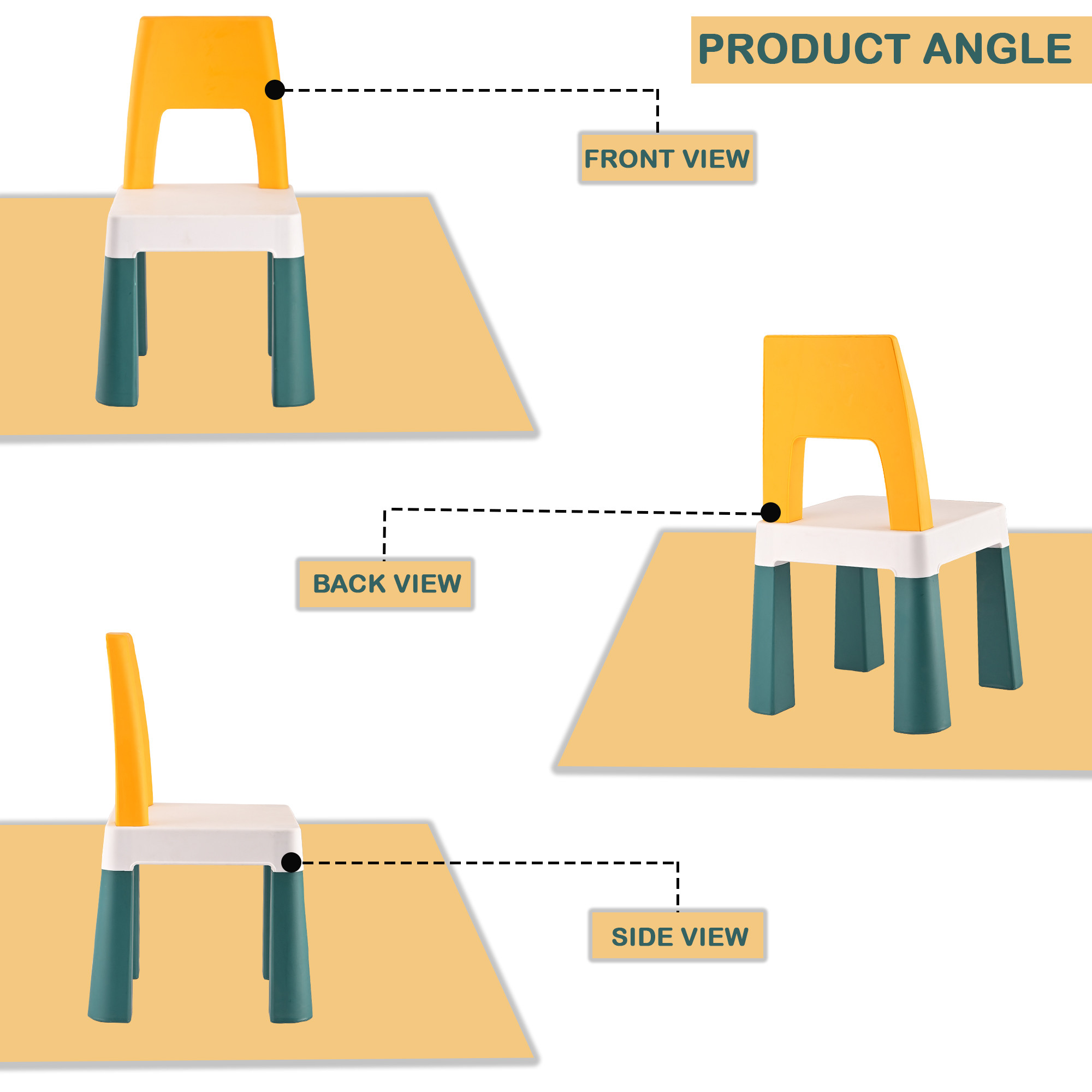 Kuber Industries Plastic Kids Chair for 2 to 5 Years  Lightweight Toddler Chair for Sitting  Studying  Up to 45 kg Weight Capacity  Ideal for Home Preschool  Activity Rooms  Yellow  Green