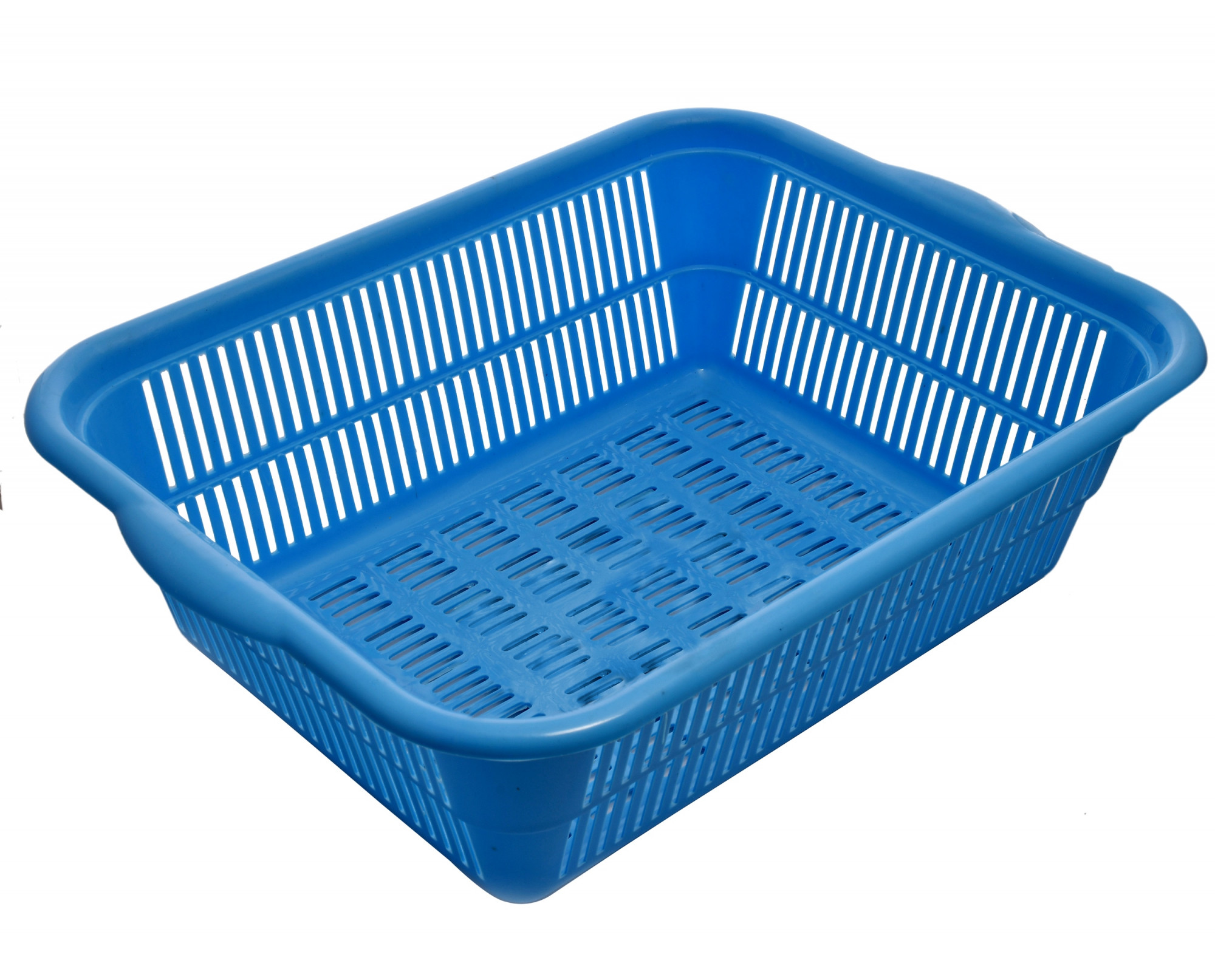 Kuber Industries Plastic Kitchen Dish Rack Drainer Vegetables And Fruits Basket Dish Rack Multipurpose Organizers ,Medium Size,Blue & Red