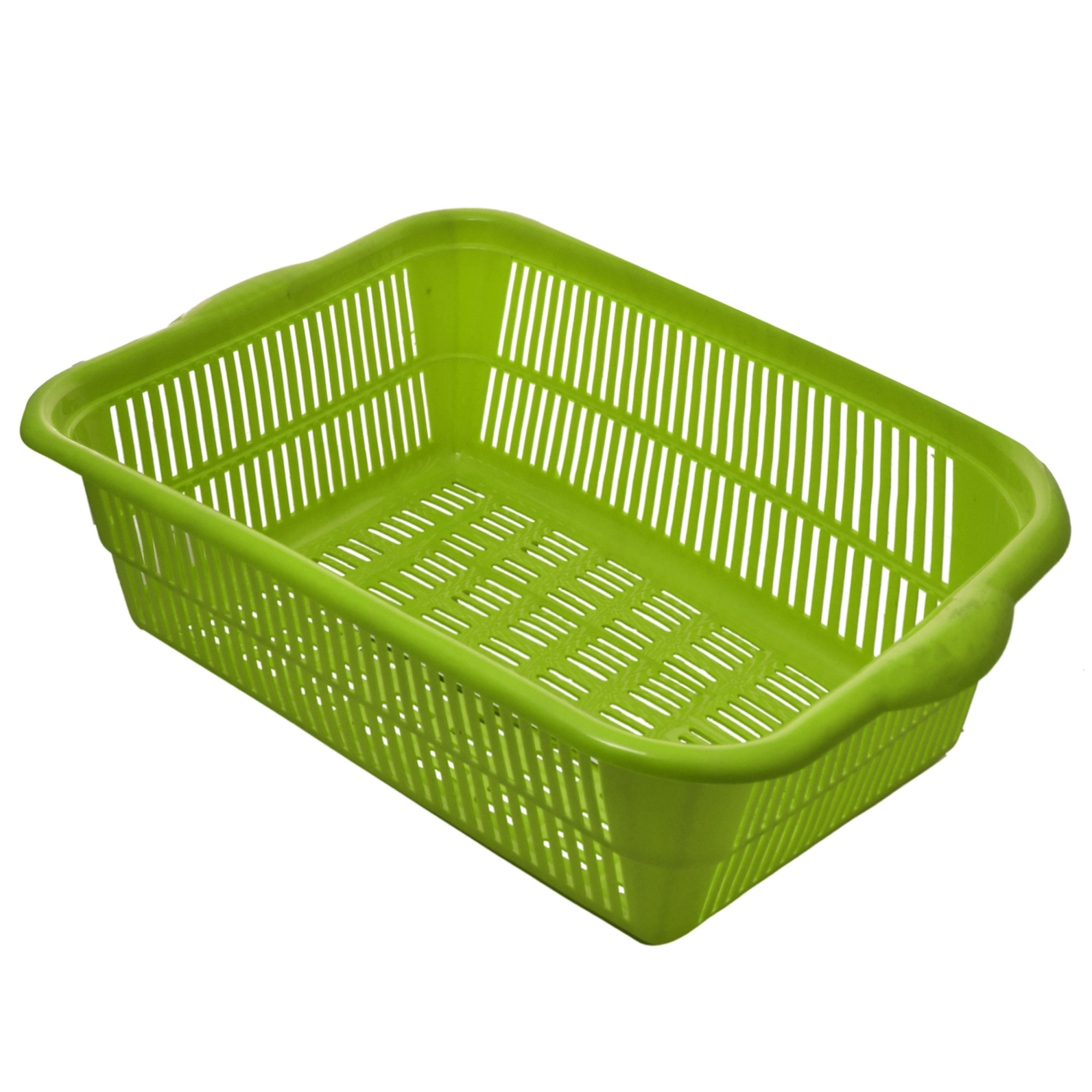 Kuber Industries Plastic Kitchen Large Size Dish Rack Drainer Vegetables And Fruits Washing Basket Dish Rack Multipurpose Organizers (Green)-KUBMART1698