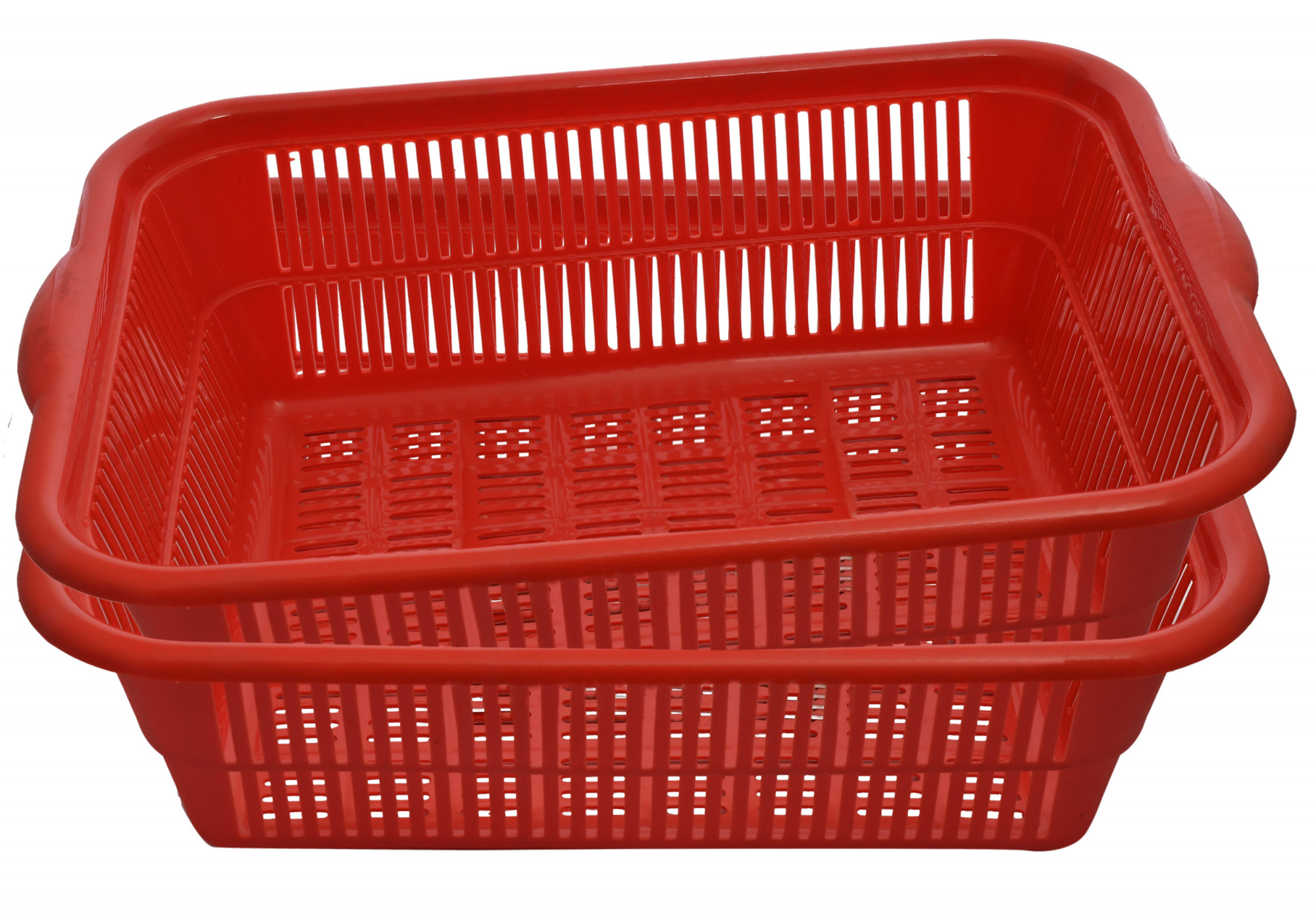 Kuber Industries Plastic Kitchen Medium Size Dish Rack Drainer Vegetables And Fruits Washing Basket Dish Rack Multipurpose Organizers (Red)-KUBMART680