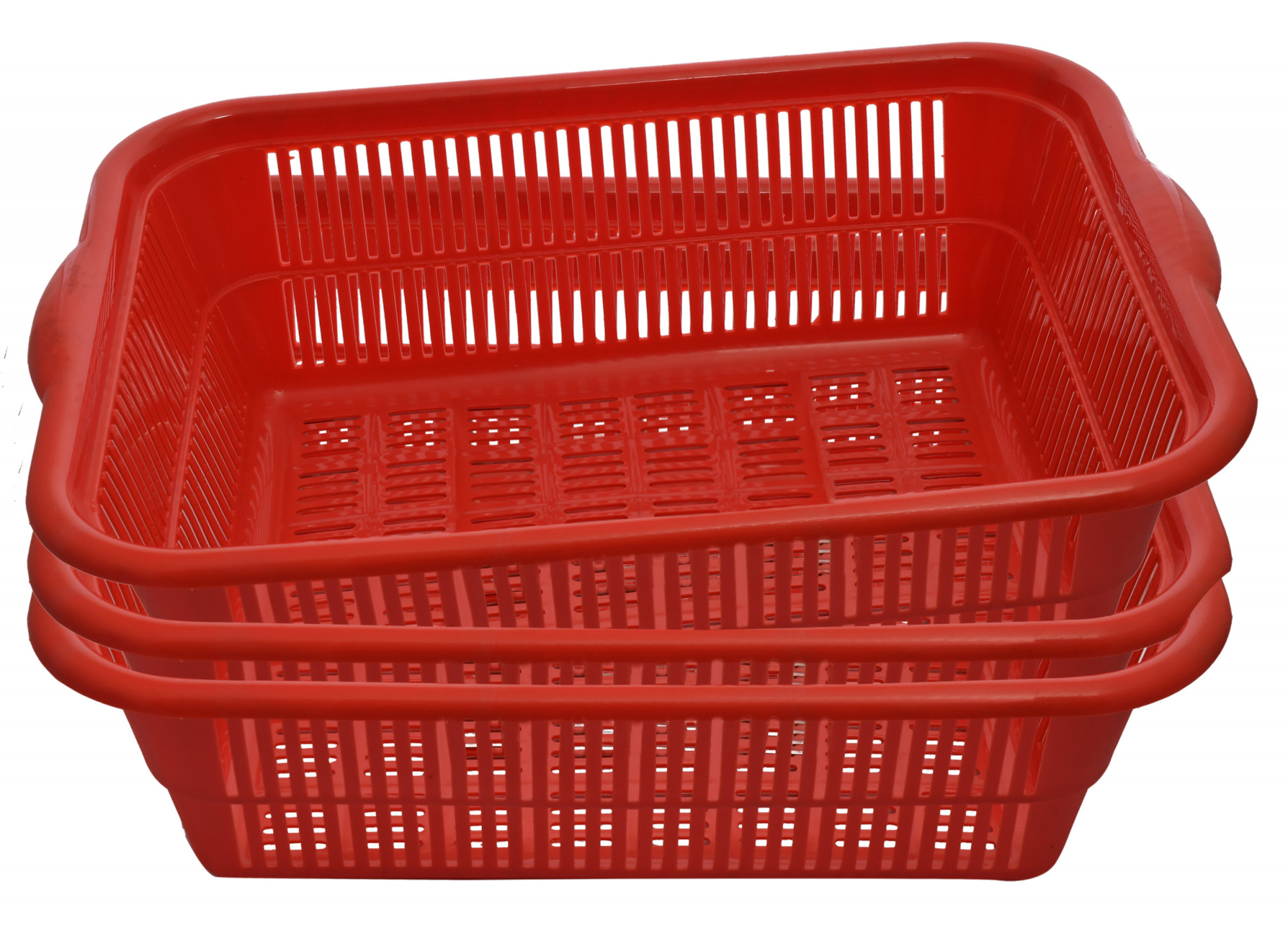 Kuber Industries Plastic Kitchen Medium Size Dish Rack Drainer Vegetables And Fruits Washing Basket Dish Rack Multipurpose Organizers (Red)-KUBMART680