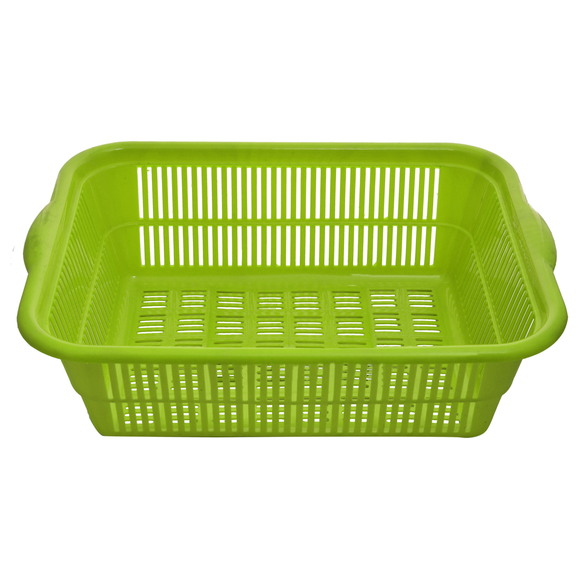 Kuber Industries Plastic Kitchen Medium Size Dish Rack Drainer Vegetables And Fruits Washing Basket Dish Rack Multipurpose Organizers (Green & Blue)-KUBMART708