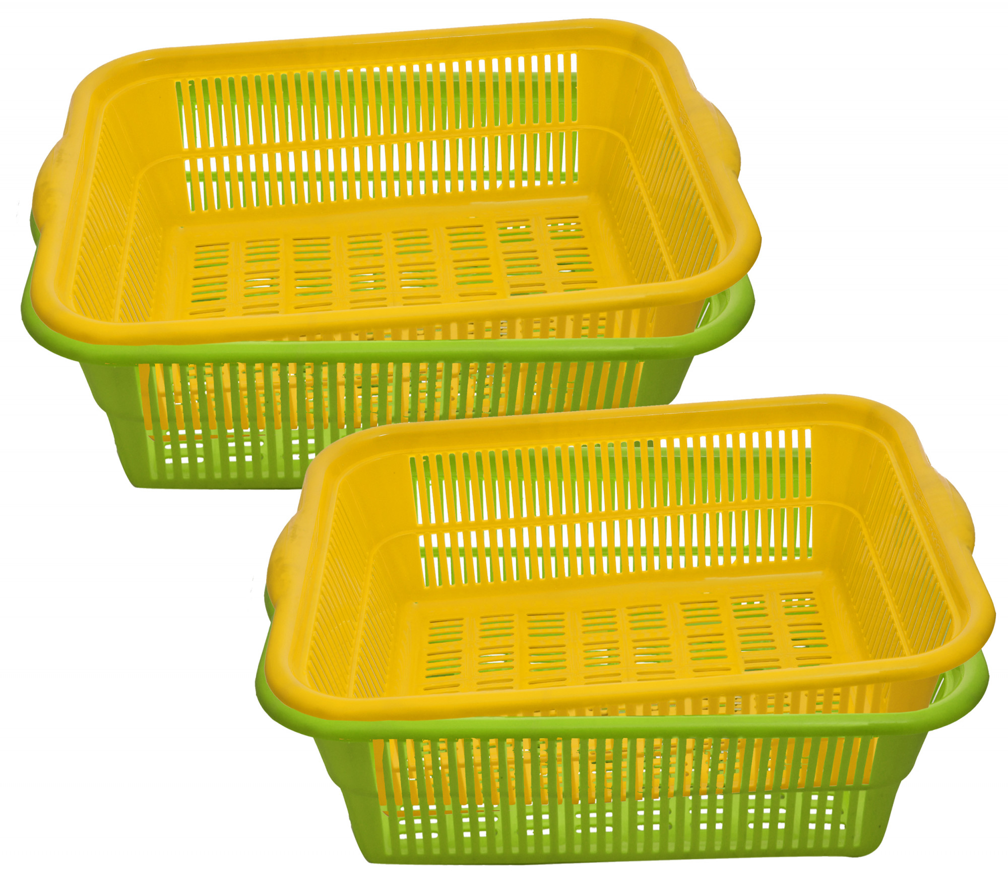 Kuber Industries Plastic Kitchen Medium Size Dish Rack Drainer Vegetables And Fruits Washing Basket Dish Rack Multipurpose Organizers (Green & Yellow)-KUBMART712