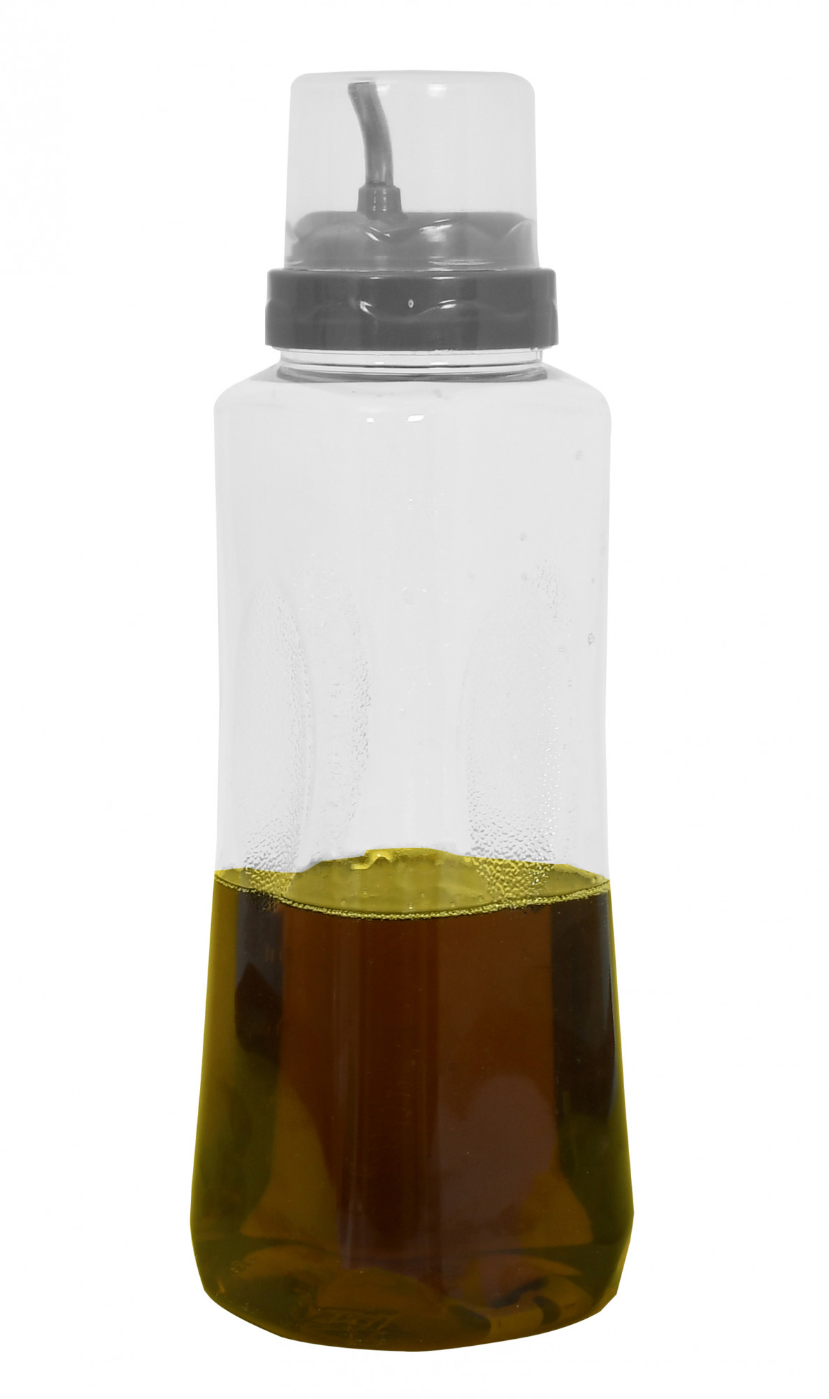 Kuber Industries Plastic Leakproof Drop Oil Bottle Olive Oil Dispenser for Kitchen Storage Container,1 Ltr (Grey)