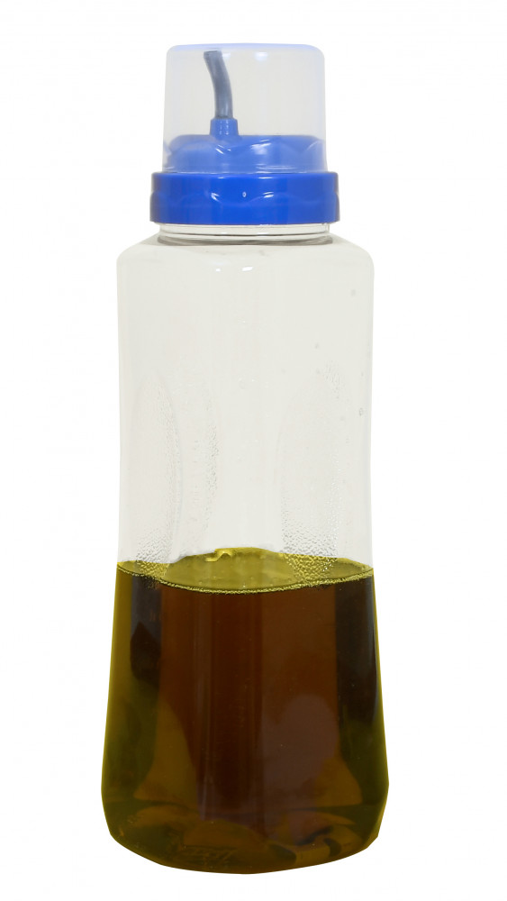 Kuber Industries Plastic Leakproof Drop Oil Bottle Olive Oil Dispenser for Kitchen Storage Container,1 Ltr (Purple)