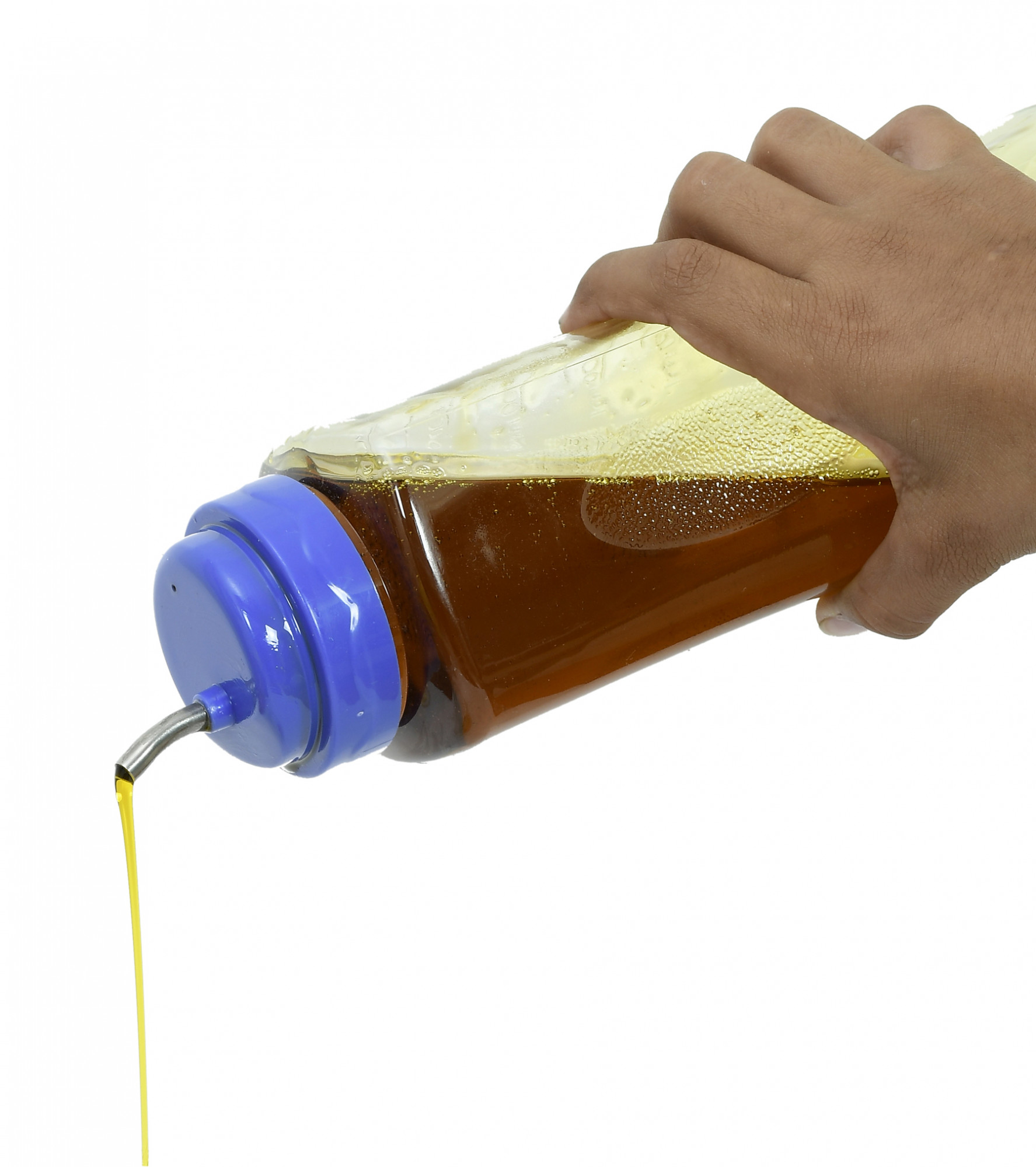 Kuber Industries Plastic Leakproof Drop Oil Bottle Olive Oil Dispenser for Kitchen Storage Container,1 Ltr (Purple)