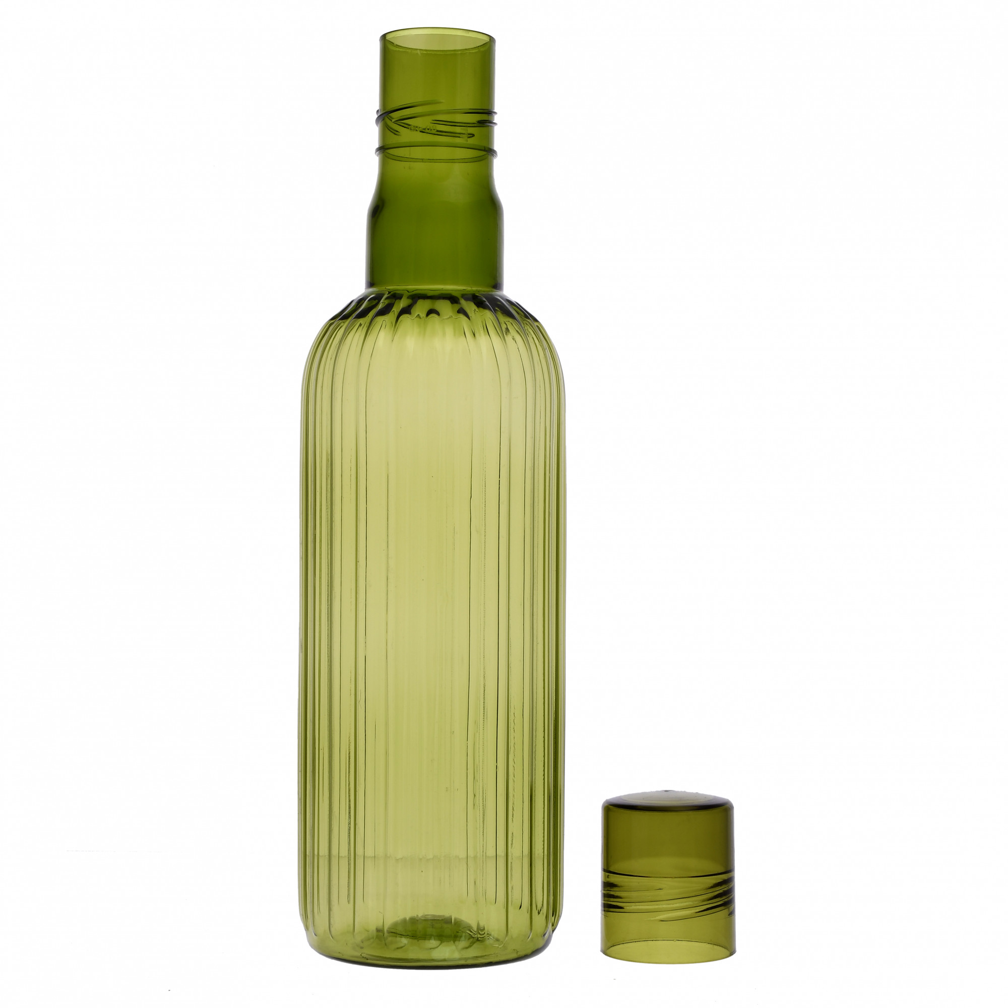 Kuber Industries Plastic Lenia Fridge Water Bottle Set with Lid (1000ml, Green)-KUBMART480
