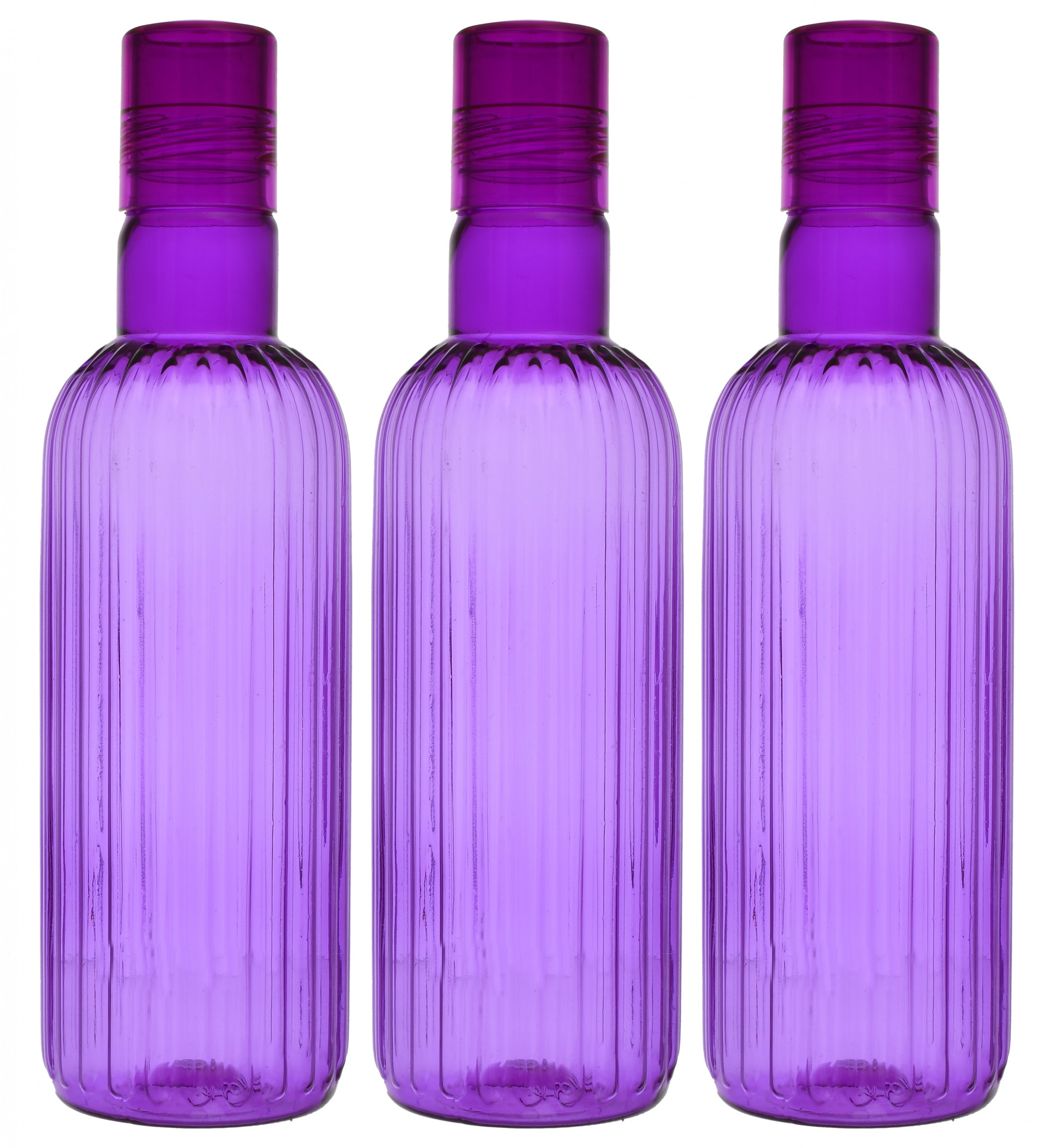 Kuber Industries Plastic Lenia Fridge Water Bottle Set with Lid (1000ml, Purple)-KUBMART472