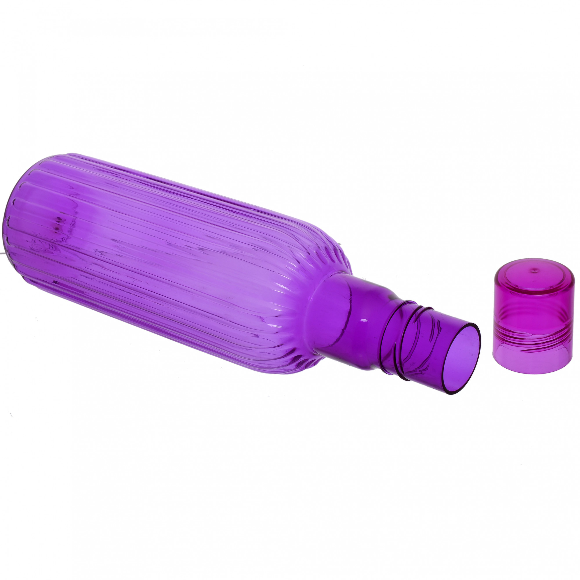Kuber Industries Plastic Lenia Fridge Water Bottle Set with Lid (1000ml, Purple)-KUBMART472