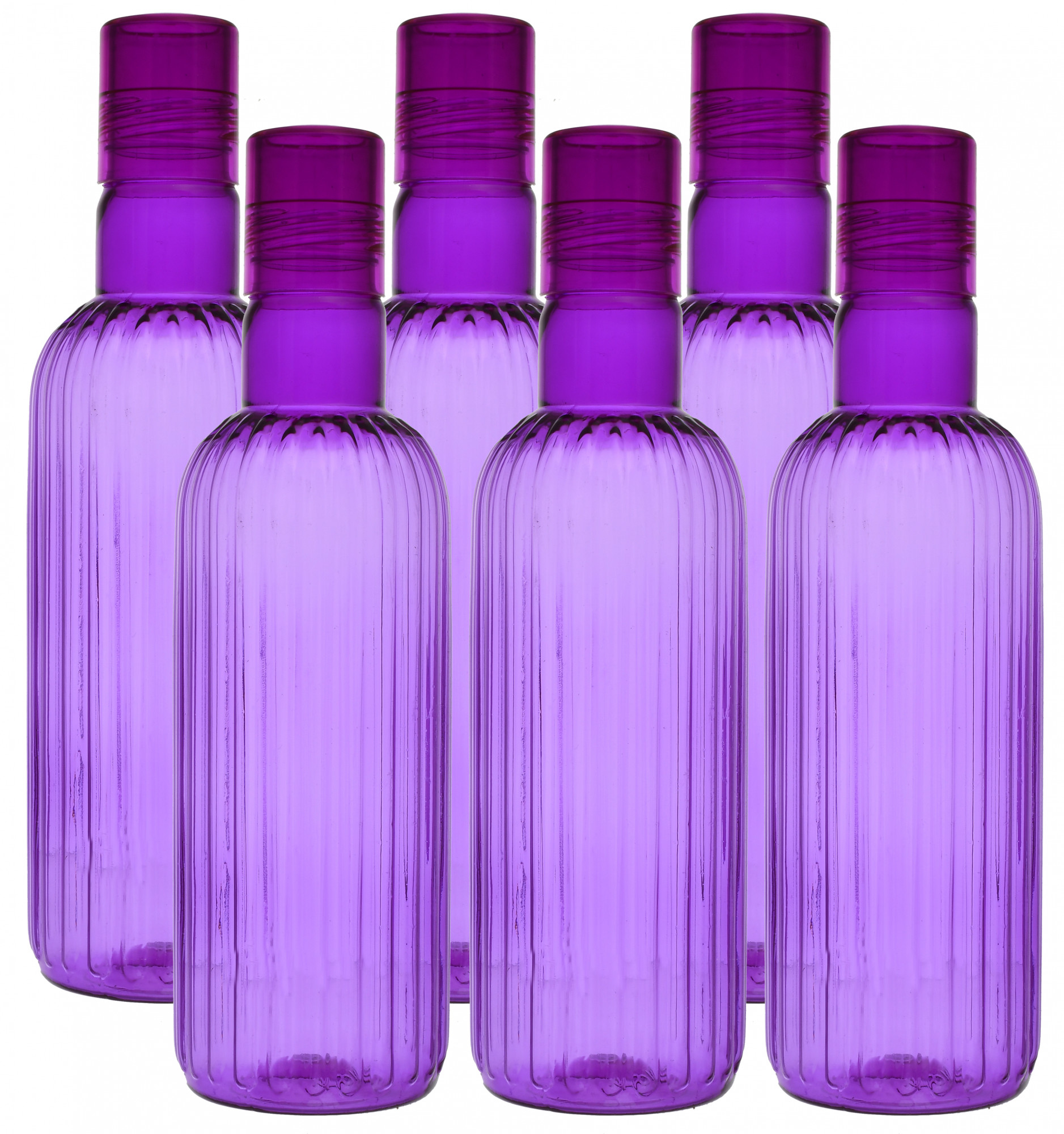 Kuber Industries Plastic Lenia Fridge Water Bottle Set with Lid (1000ml, Purple)-KUBMART472