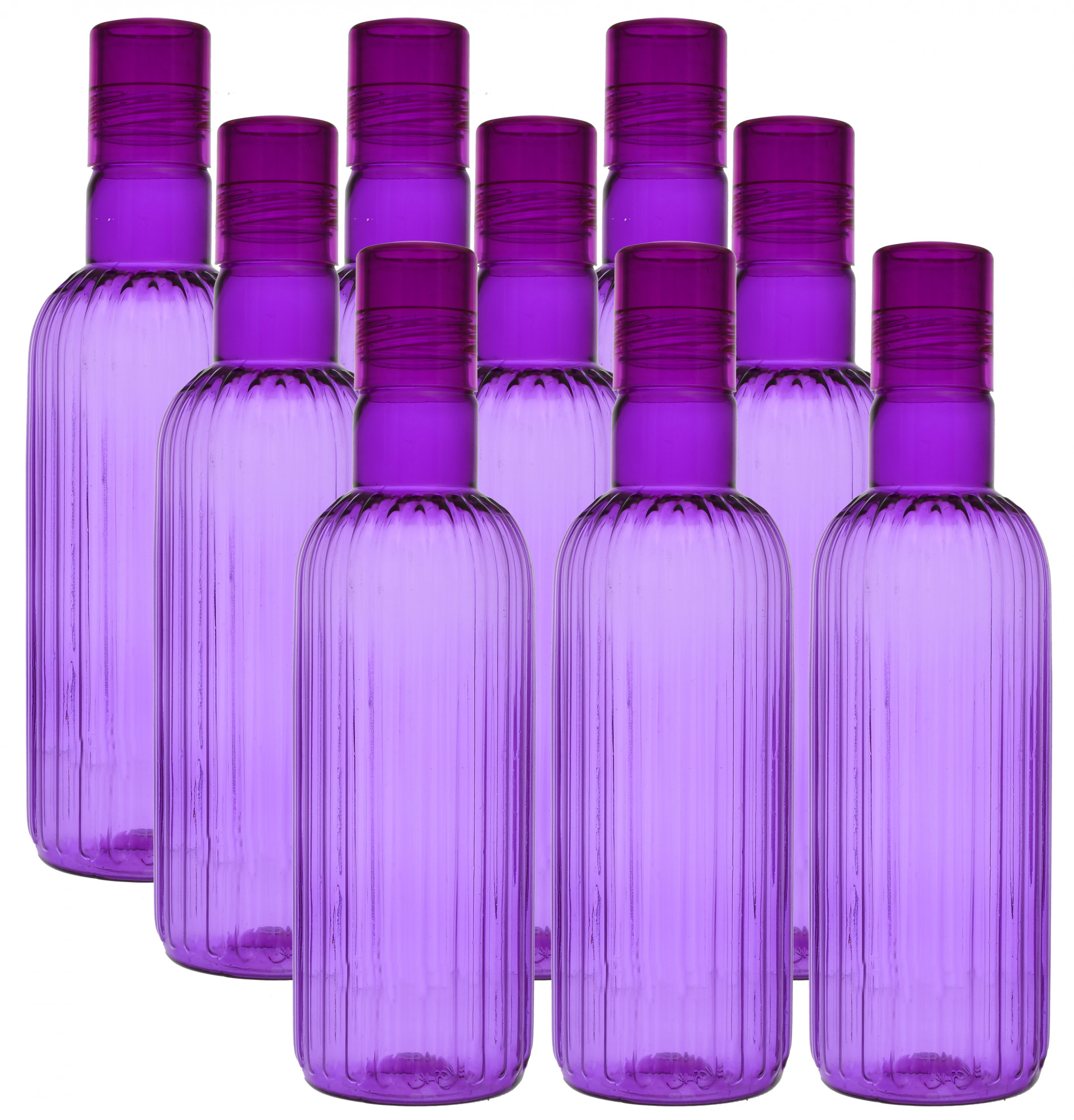 Kuber Industries Plastic Lenia Fridge Water Bottle Set with Lid (1000ml, Purple)-KUBMART472