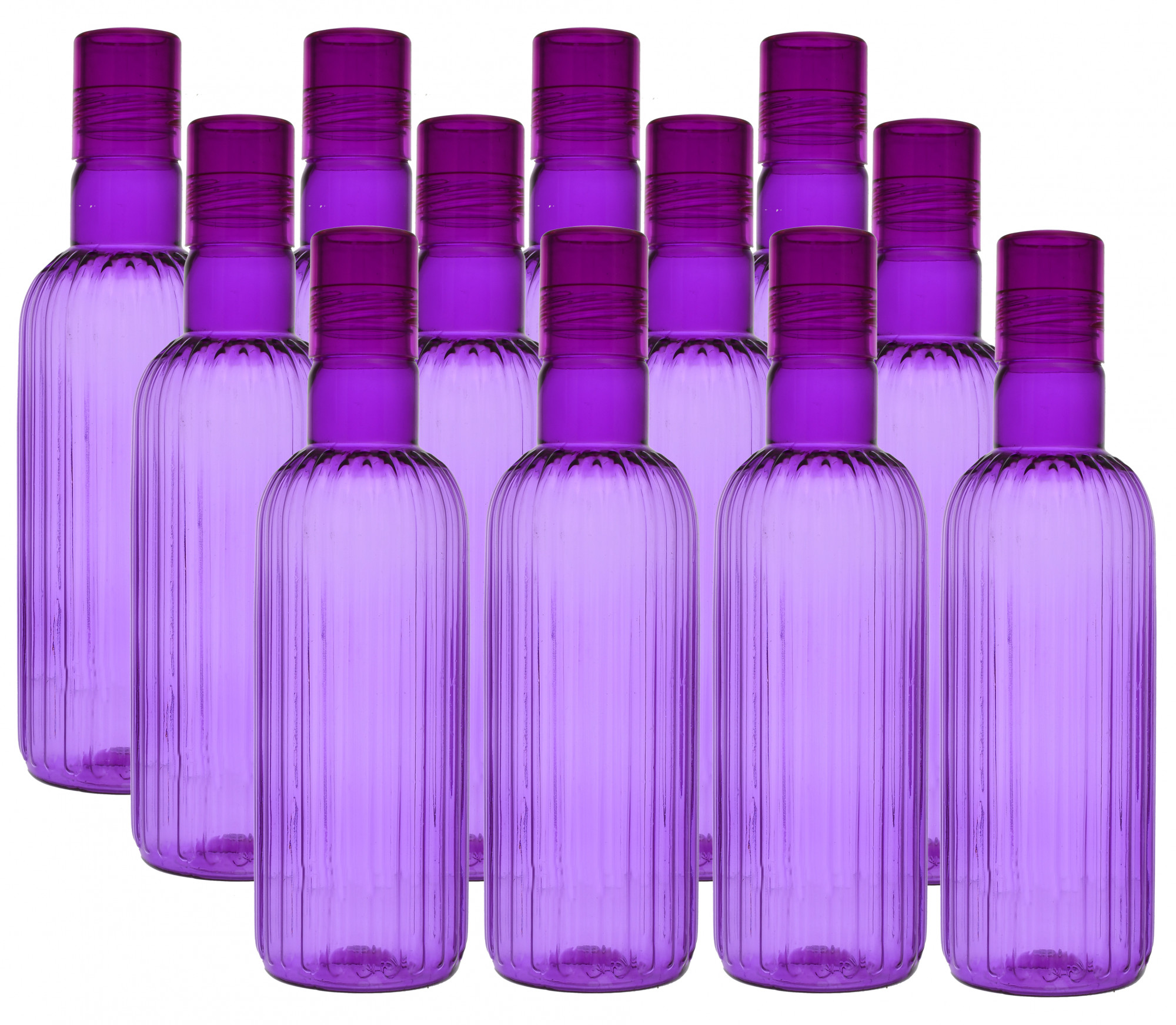 Kuber Industries Plastic Lenia Fridge Water Bottle Set with Lid (1000ml, Purple)-KUBMART472