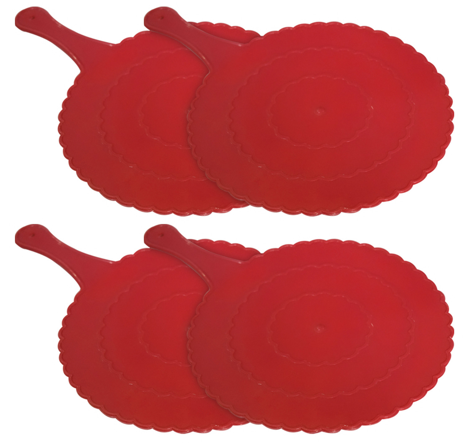 Kuber Industries Plastic Lightweight Handfan|Hath Pankha|Beejna for Natural Cooling Air Home Decor and Travel Useful,(Red)