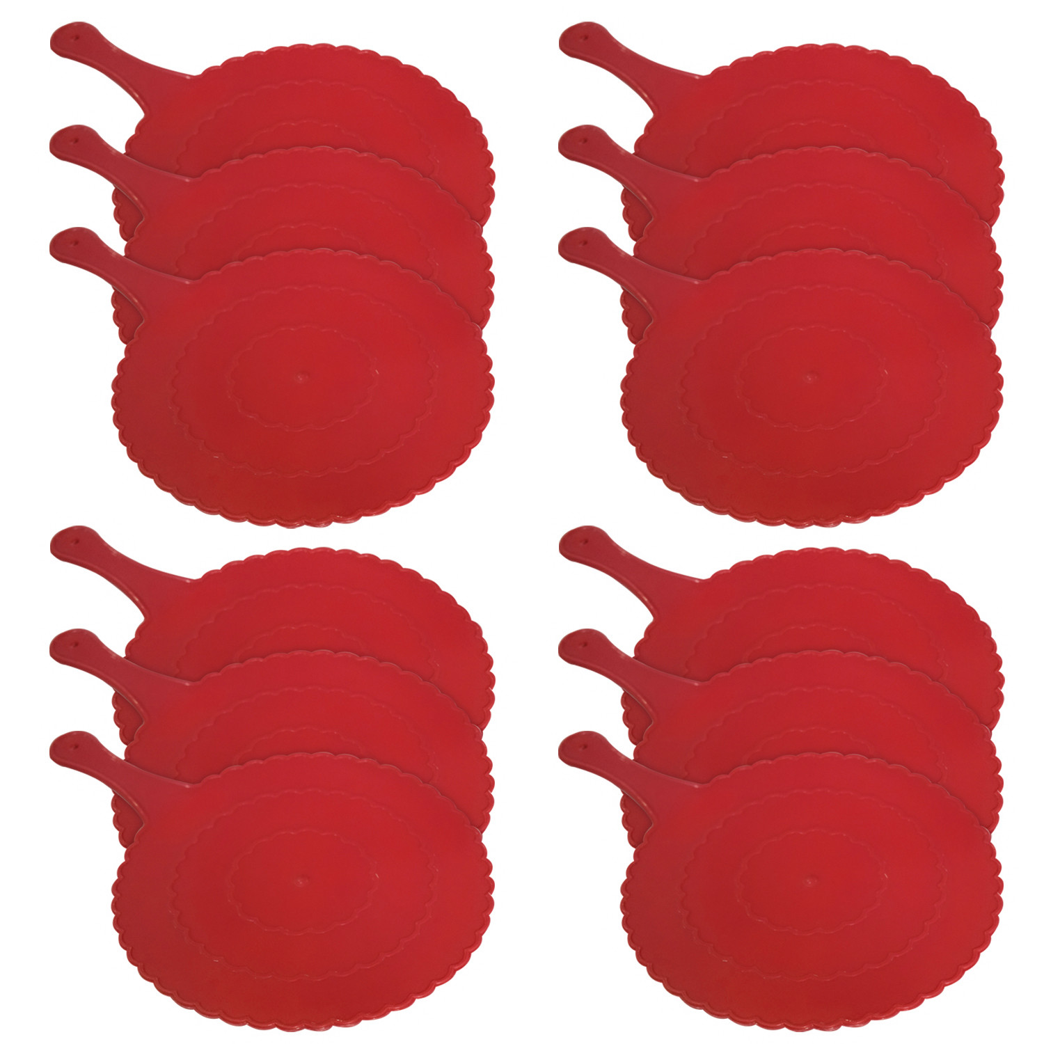 Kuber Industries Plastic Lightweight Handfan|Hath Pankha|Beejna for Natural Cooling Air Home Decor and Travel Useful,(Red)
