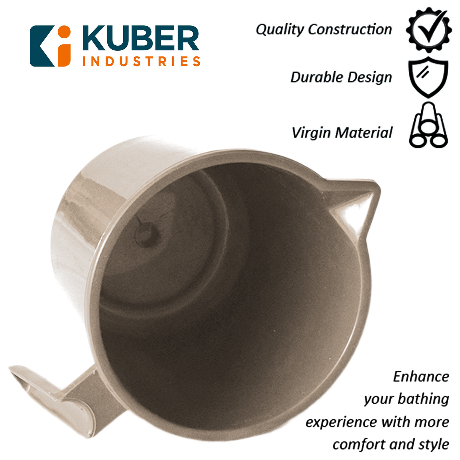 Kuber Industries Plastic Lightweight, Unbreakable Bathroom Mug 1.5 Litre-(Light Brown) 54KM3917