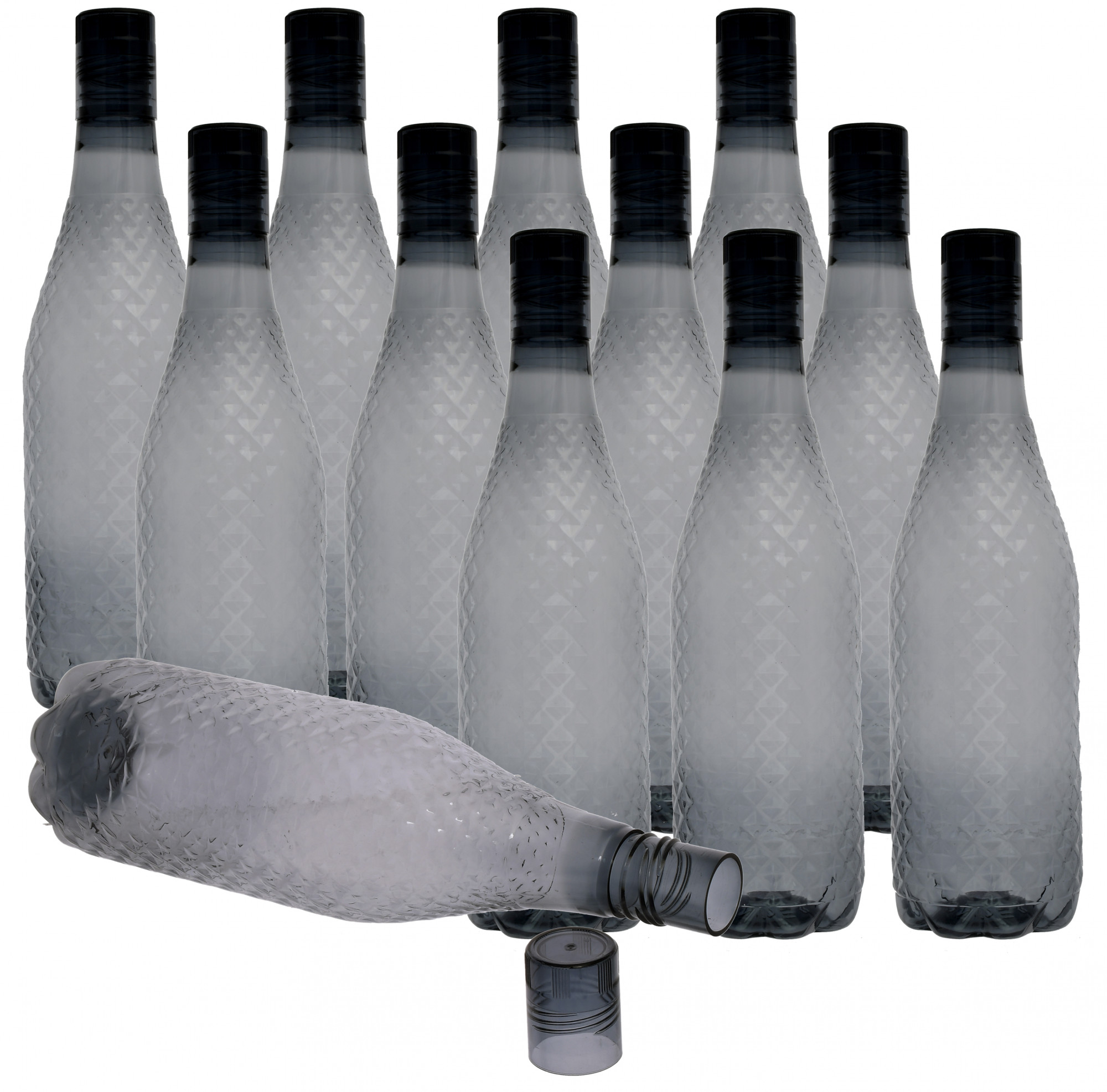 Kuber Industries Plastic Magna Fridge Water Bottle Set with Lid (1000ml, Black)-KUBMART460