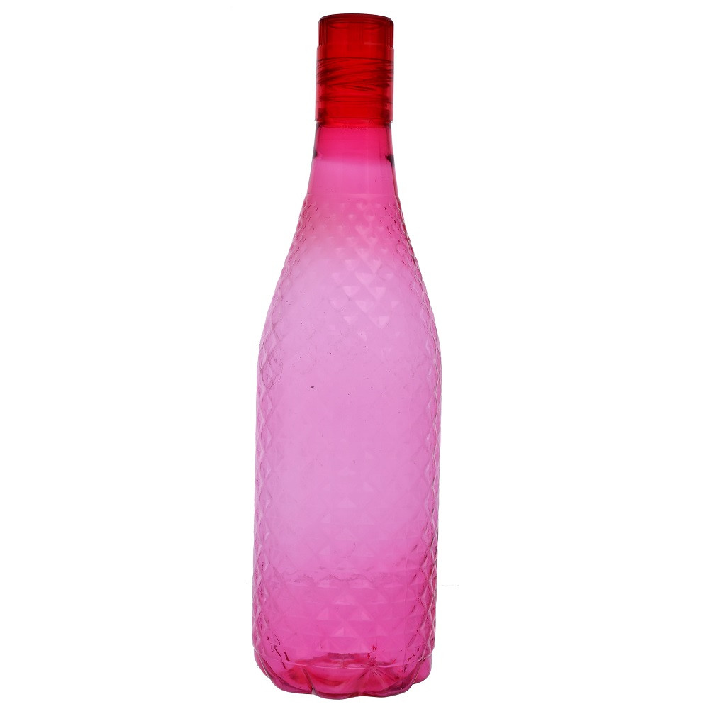 Kuber Industries Plastic Magna Fridge Water Bottle Set with Lid (1000ml, Pink)-KUBMART452