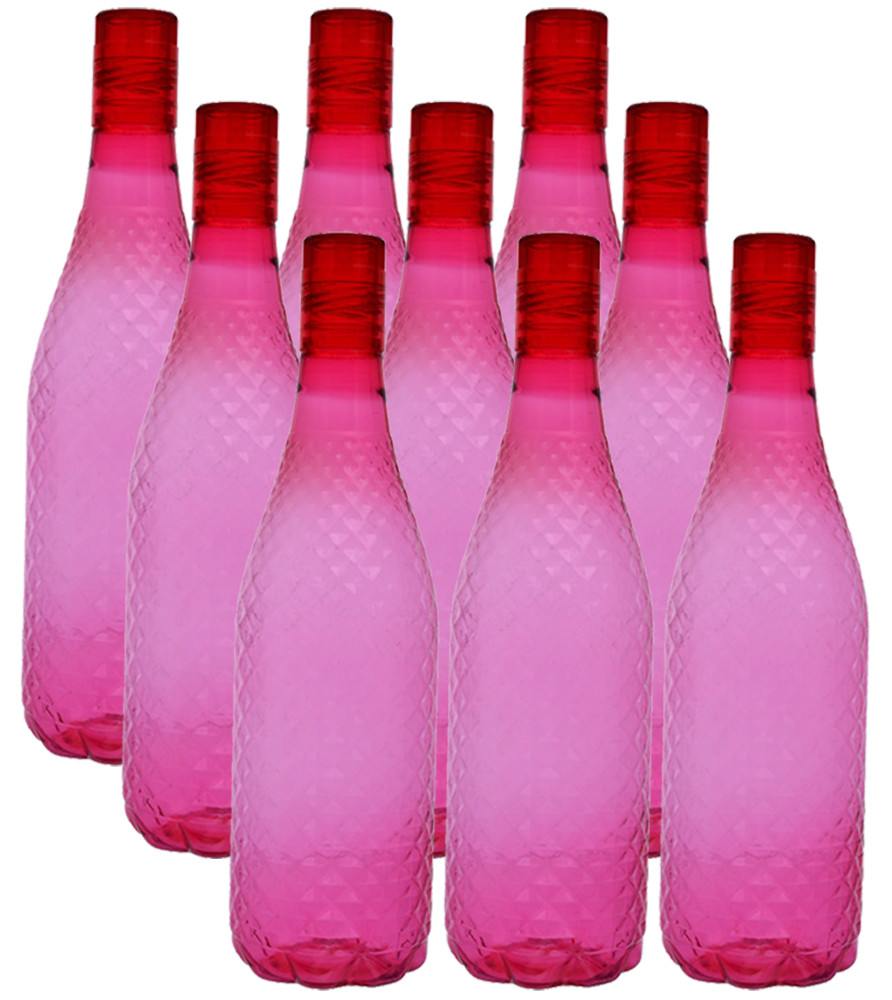 Kuber Industries Plastic Magna Fridge Water Bottle Set with Lid (1000ml, Pink)-KUBMART452