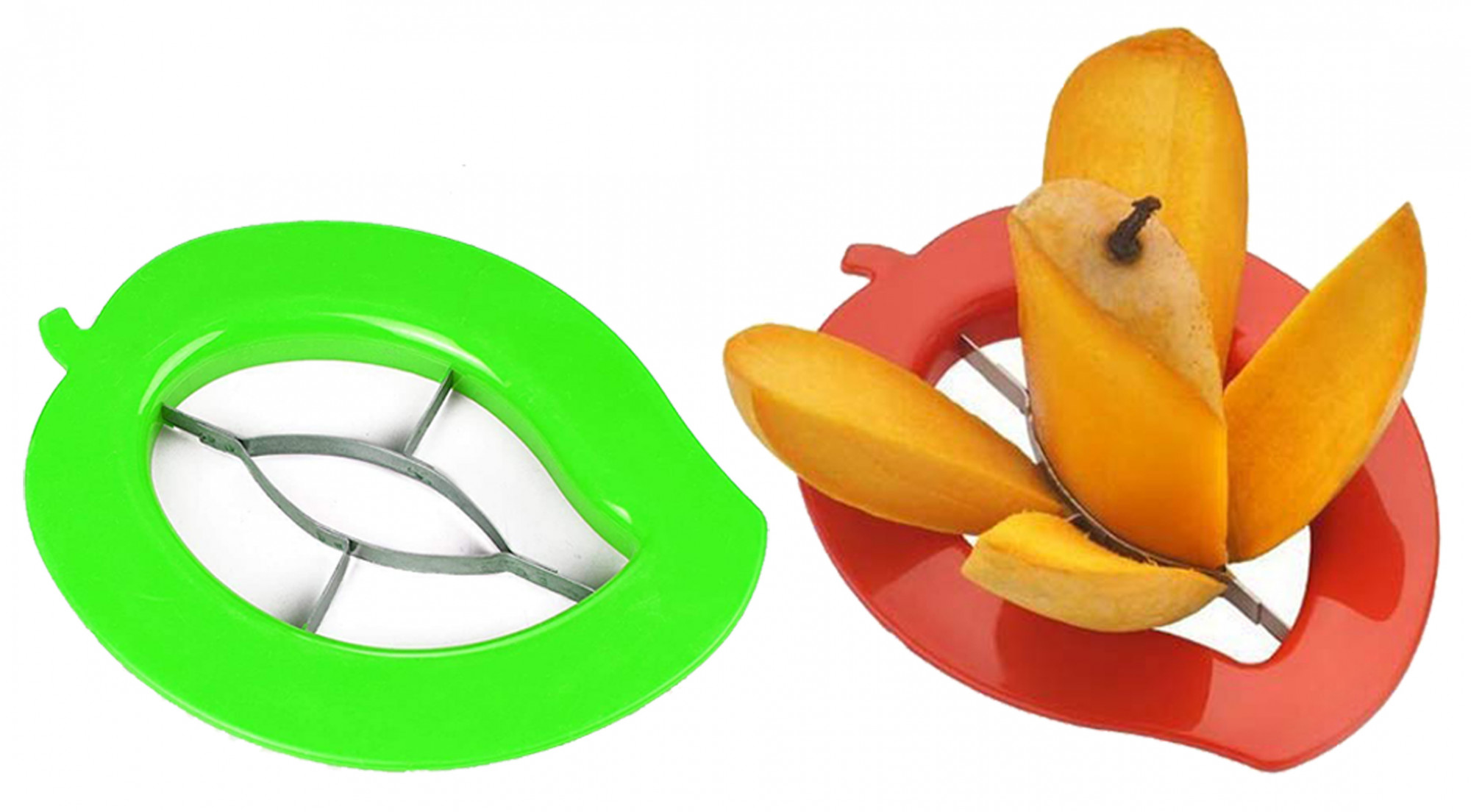 Kuber Industries Plastic Mango Cutter Chopper Slicer Tool Slicing Machine Stainless Steel Blade (Multi)
