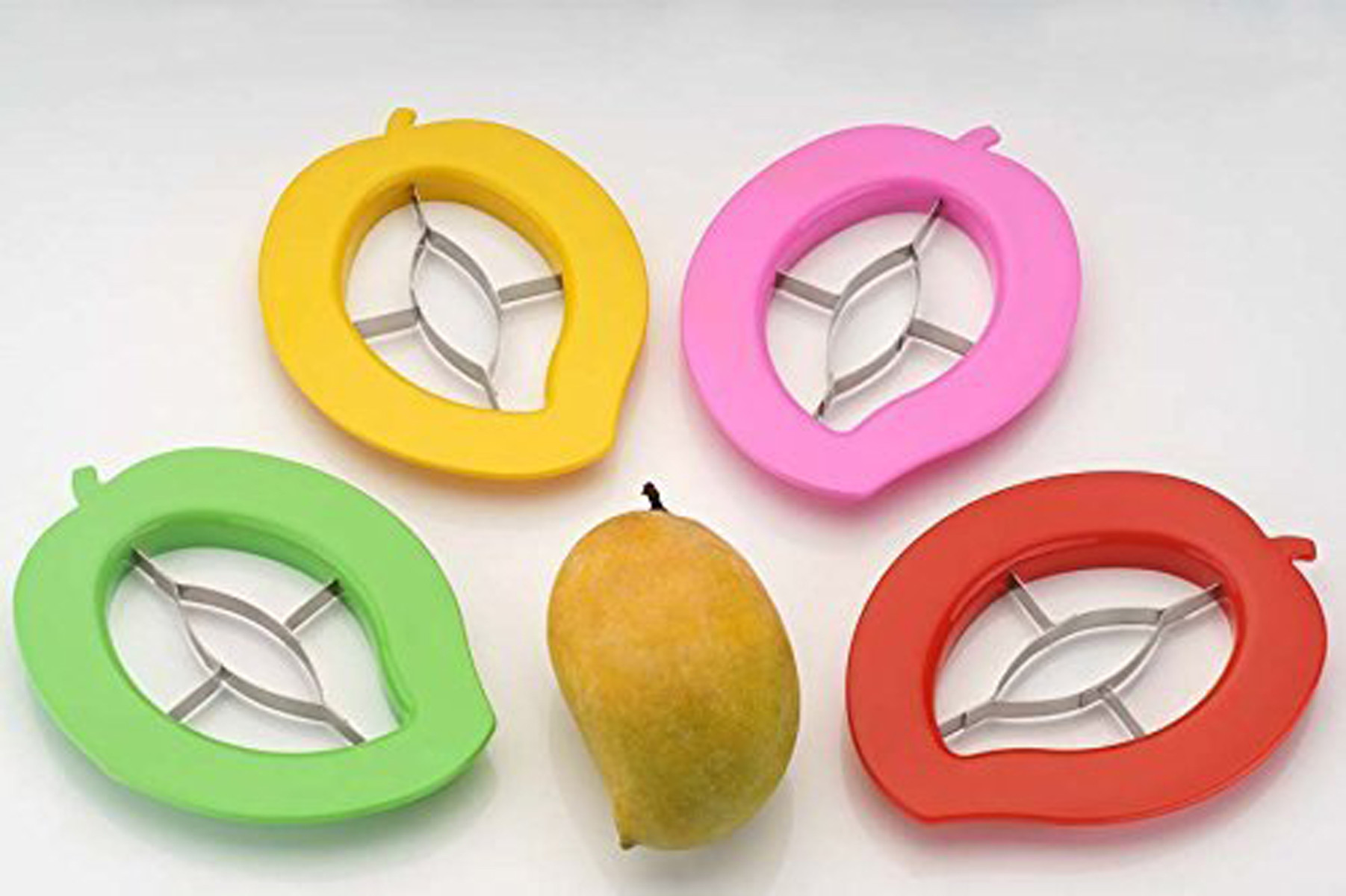 Kuber Industries Plastic Mango Cutter Chopper Slicer Tool Slicing Machine Stainless Steel Blade (Multi)