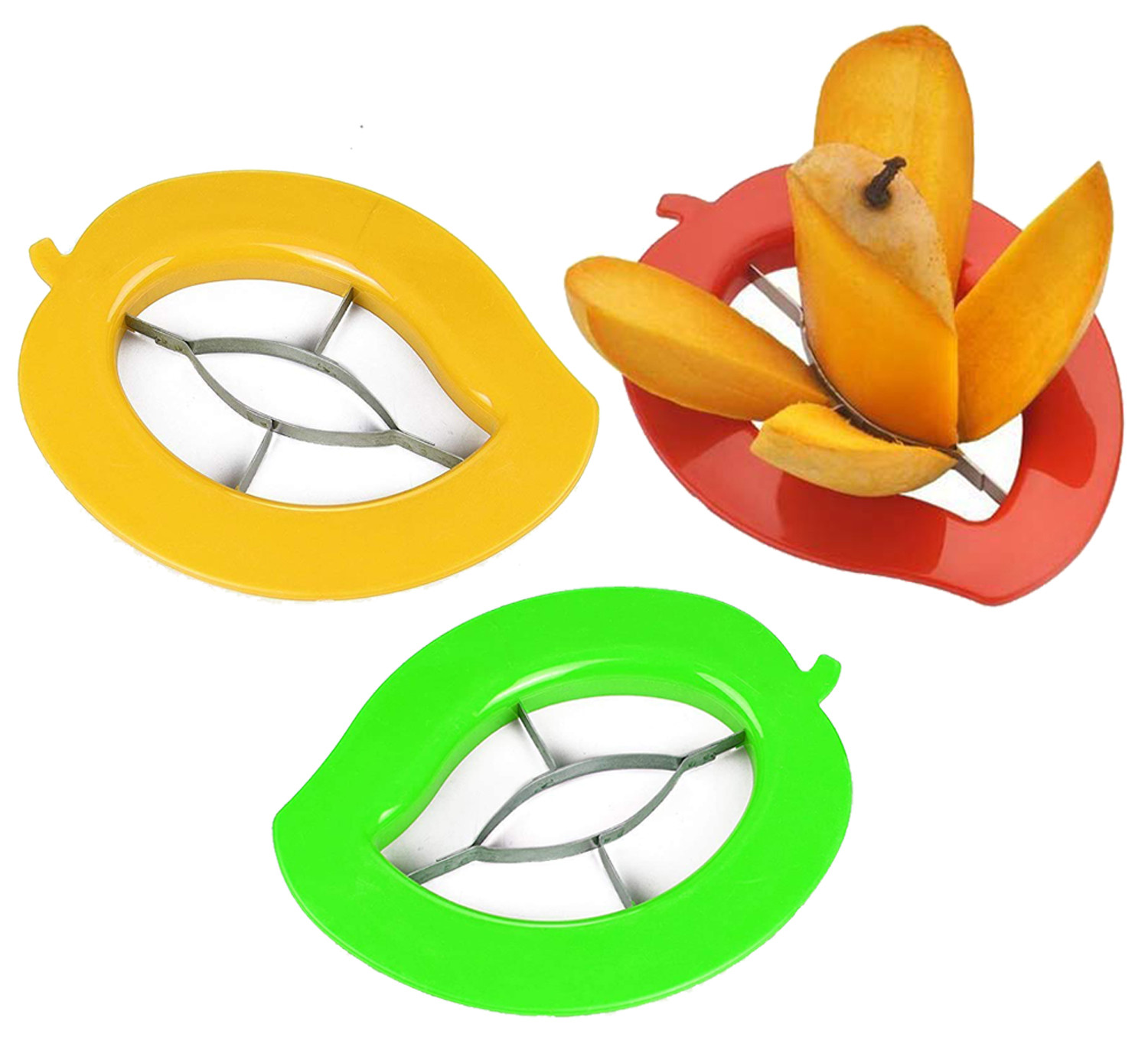 Kuber Industries Plastic Mango Cutter Chopper Slicer Tool Slicing Machine Stainless Steel Blade (Multi)