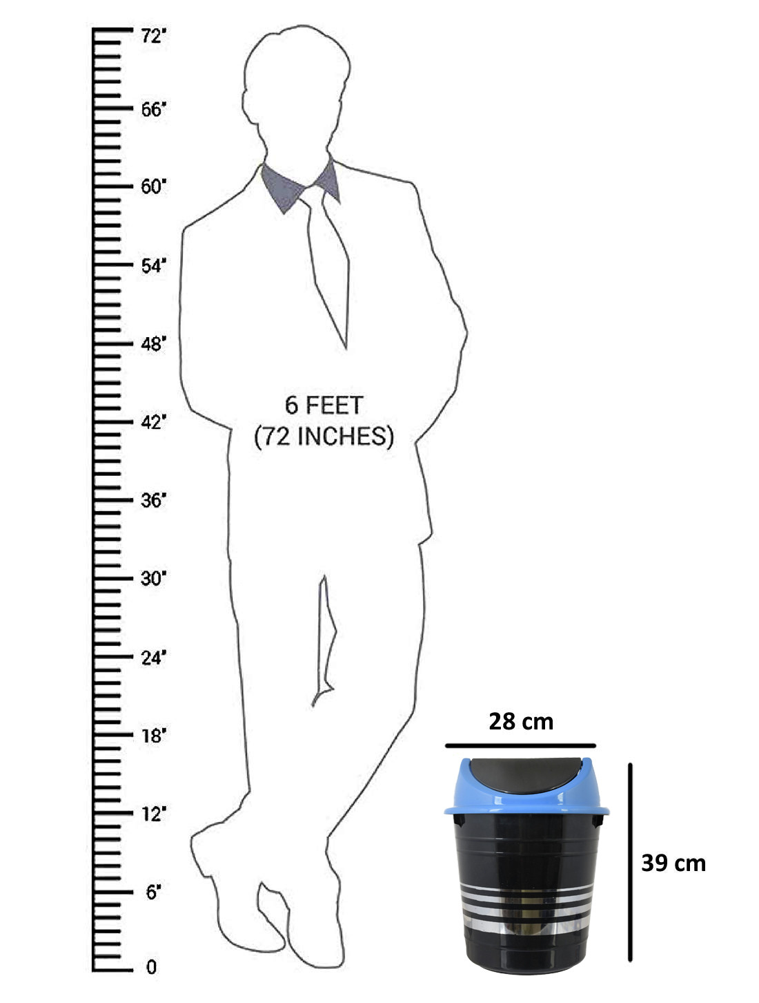 Kuber Industries Plastic Medium Size Swing Dustbin/ Swing Garbage Bin/ Waste Bin, 10 Liters (Black & Blue)